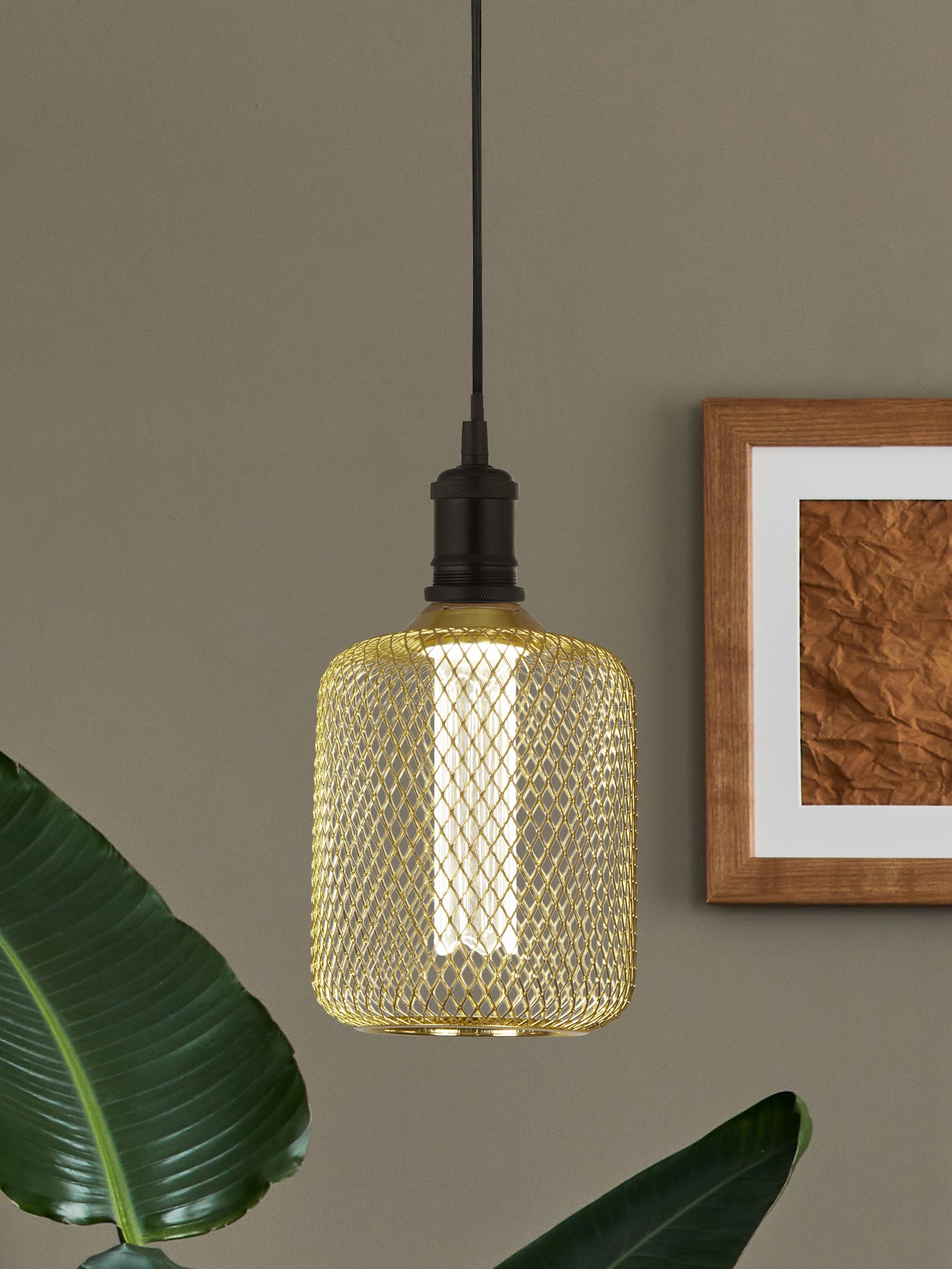 Wire Mesh Effect Drum Lamp - Gold Metal(4.5W, 4000K)