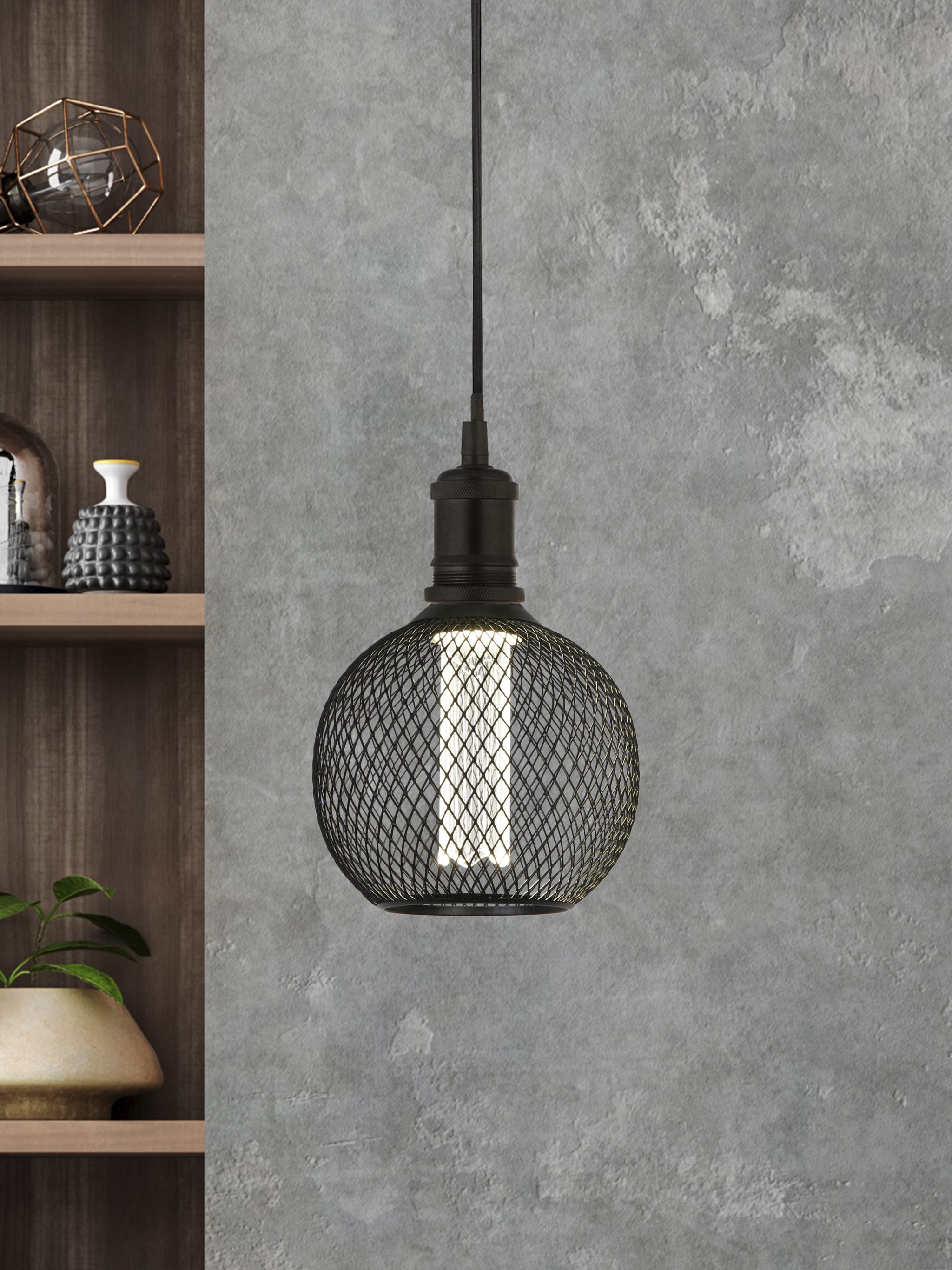 Wire Mesh Effect Globe Lamp - Black Metal (4.5W, 4000K)