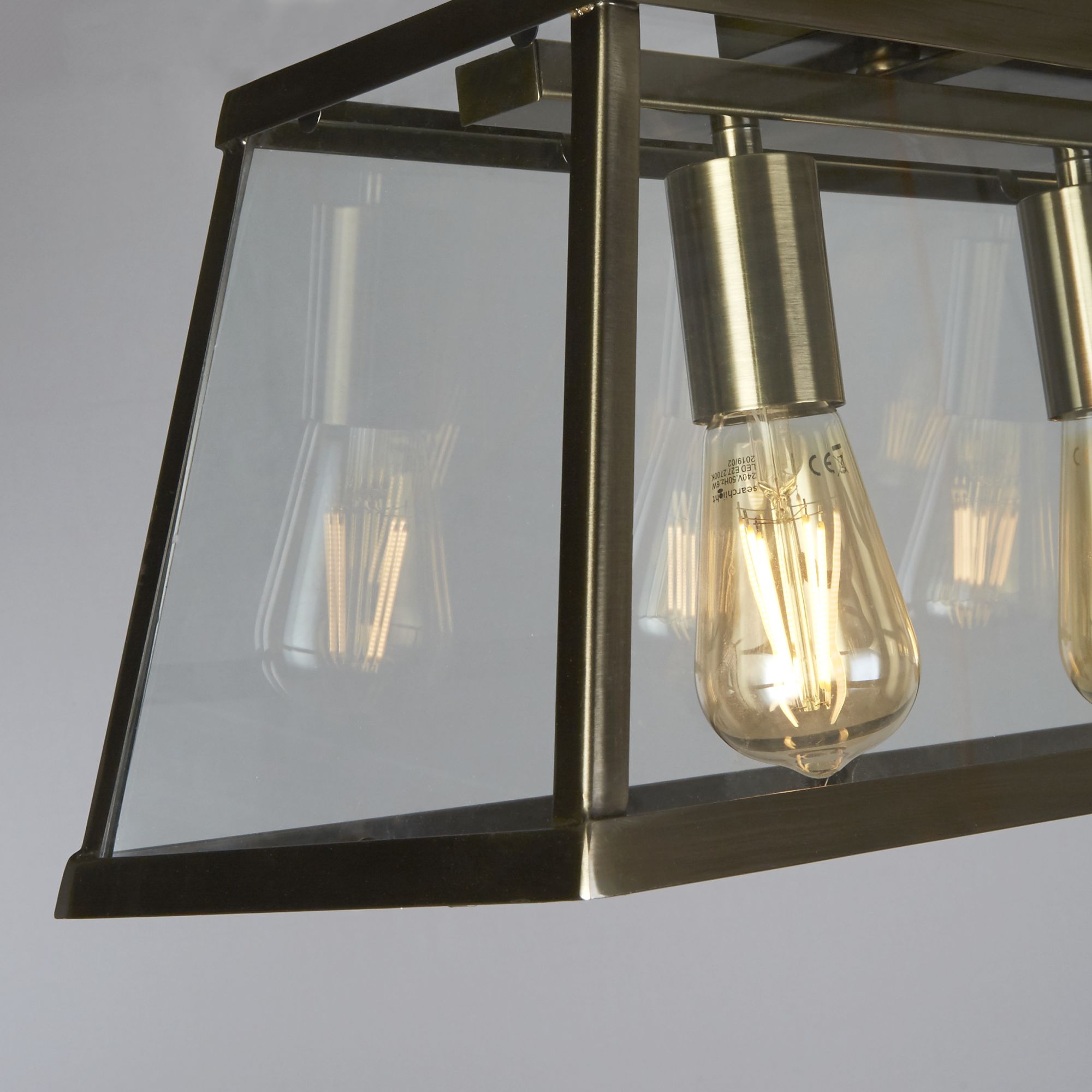 Voyager Bar Pendant - Glass Antique Brass and Clear / 5