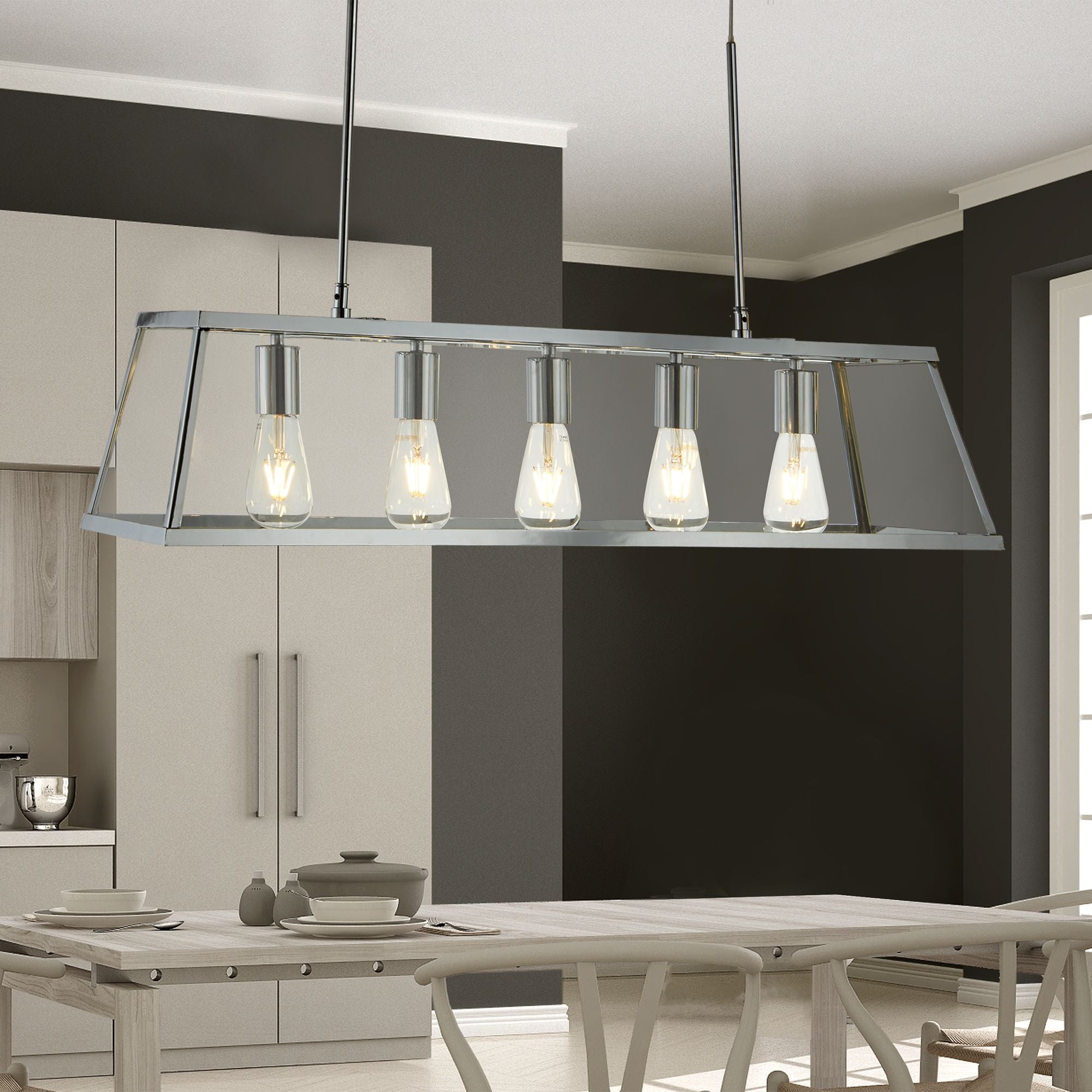 Voyager Bar Pendant - Glass Chrome and Clear / 5