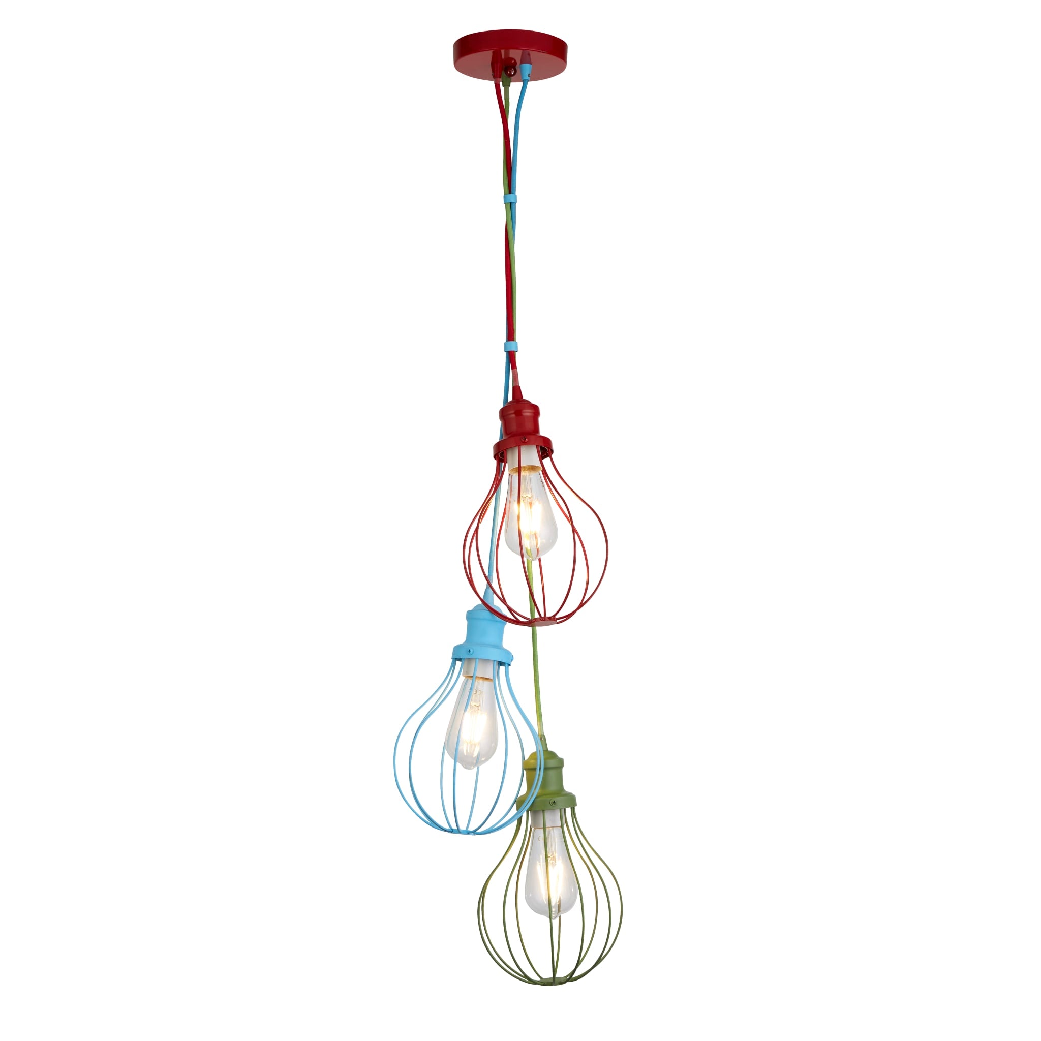 Novelty 3Lt Pendant - Multi-Coloured Metal