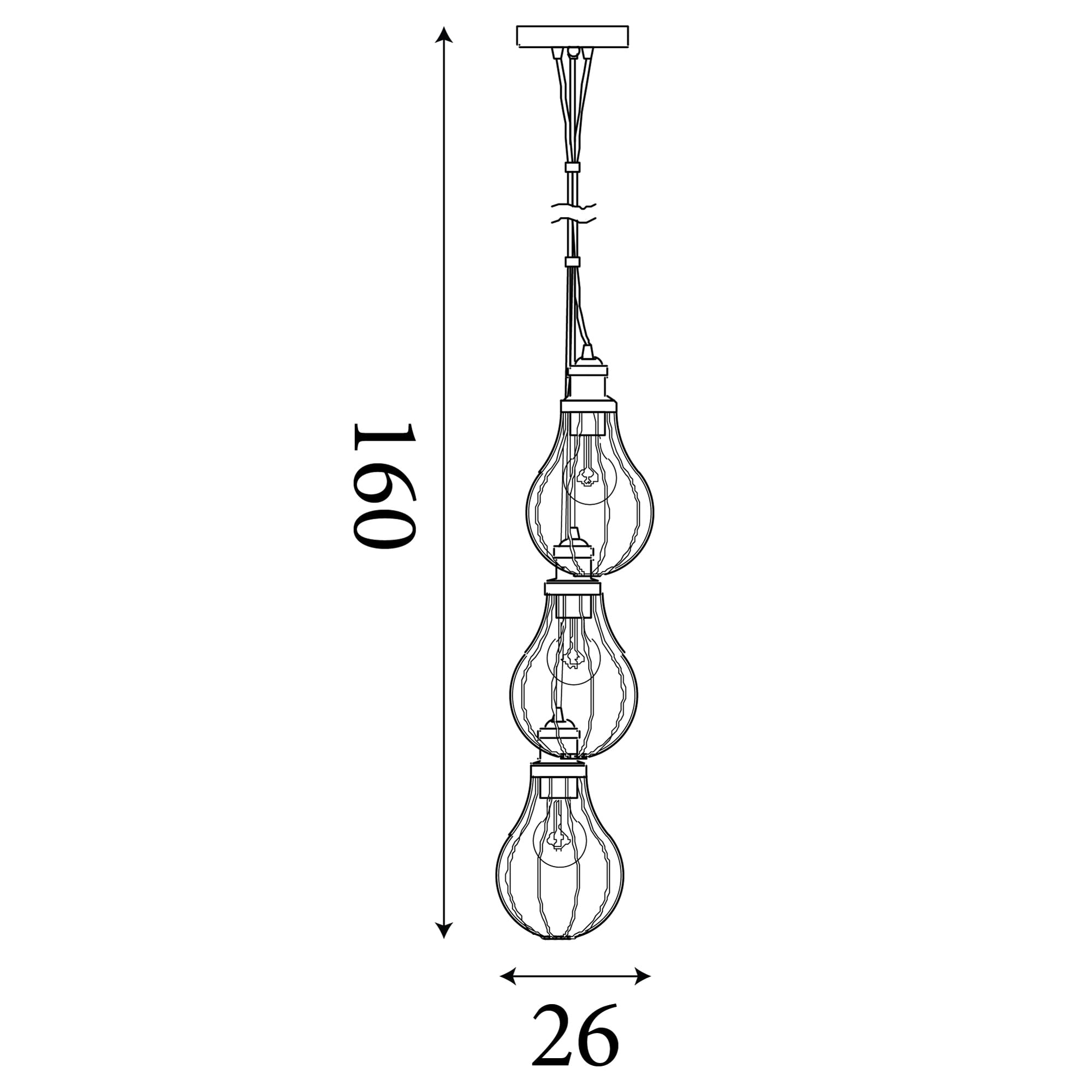 Novelty 3Lt Pendant - Multi-Coloured Metal