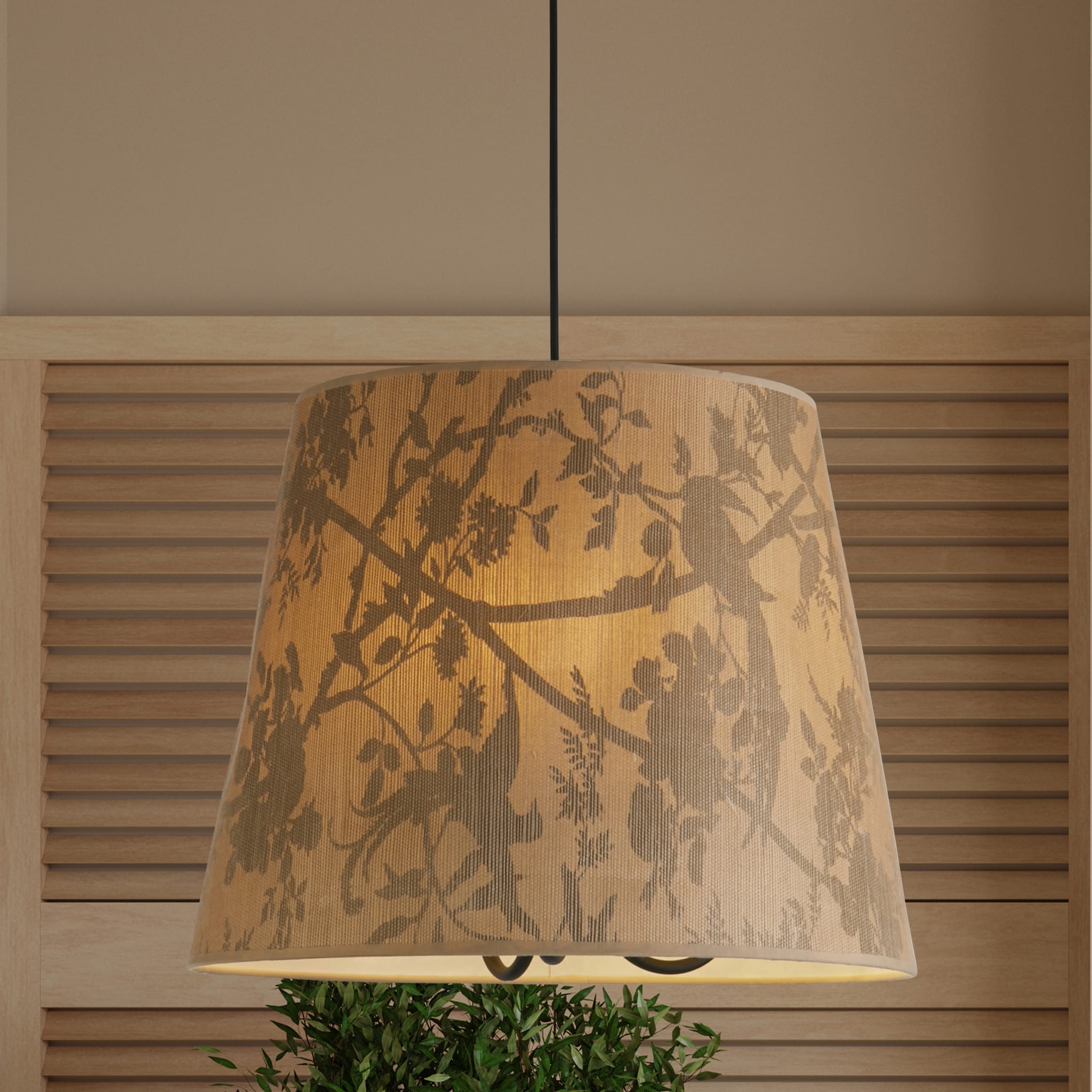 Isla 3Lt Pendant, Recycled Paper Shade and Black Metal