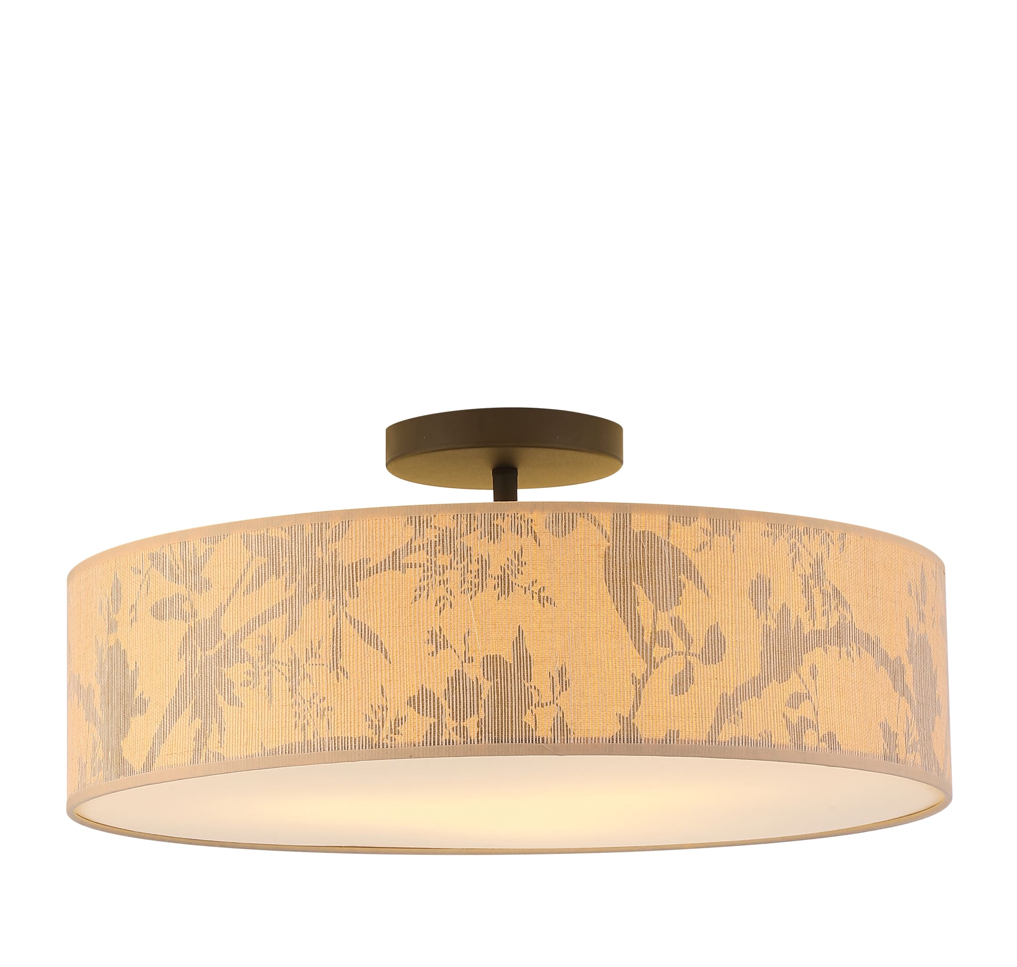 Isla 3Lt Flush Recycled Paper Shade and Black Metal