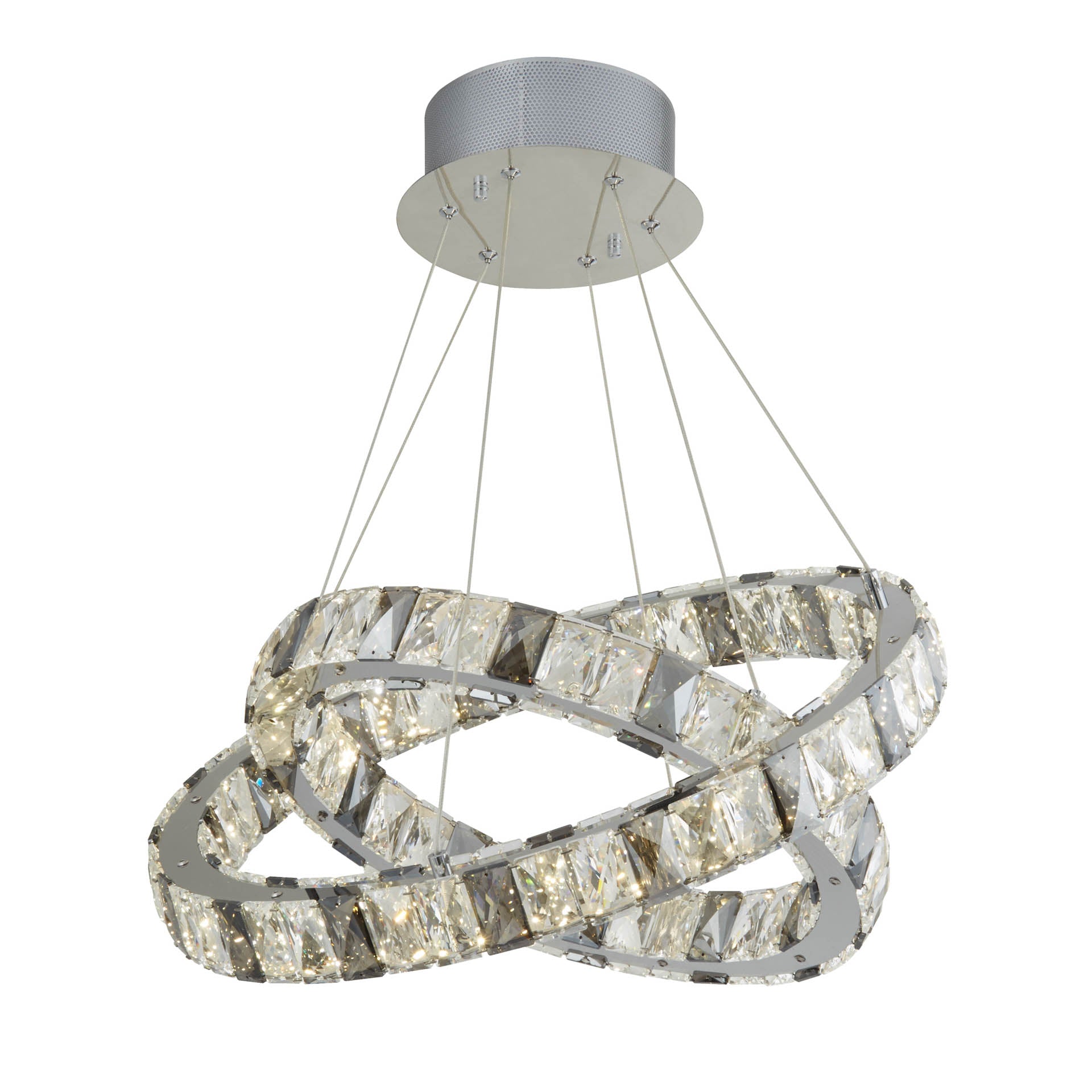 Optica  LED Pendant - Clear & Smokey Crystal