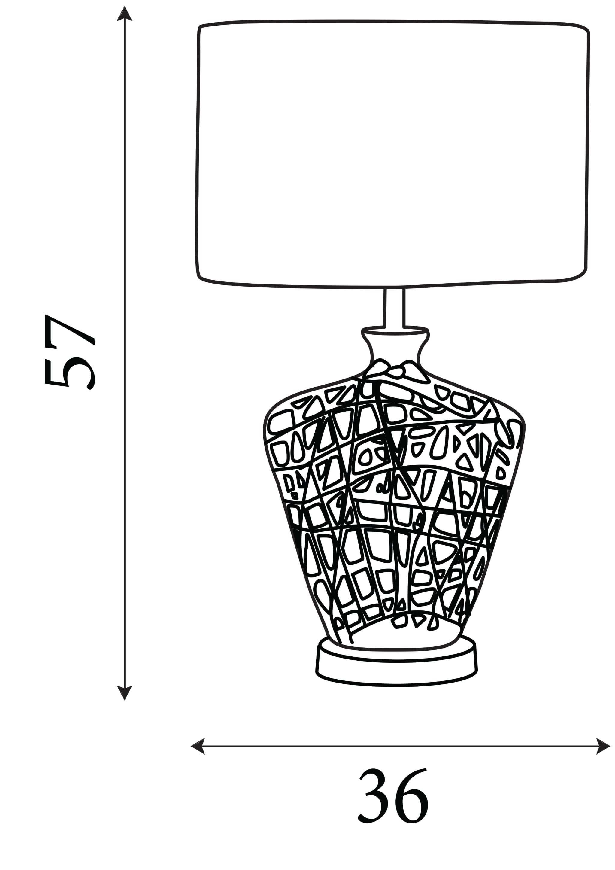 Network Table Lamp - Chrome Ceramic& Black Fabric Oval Shade