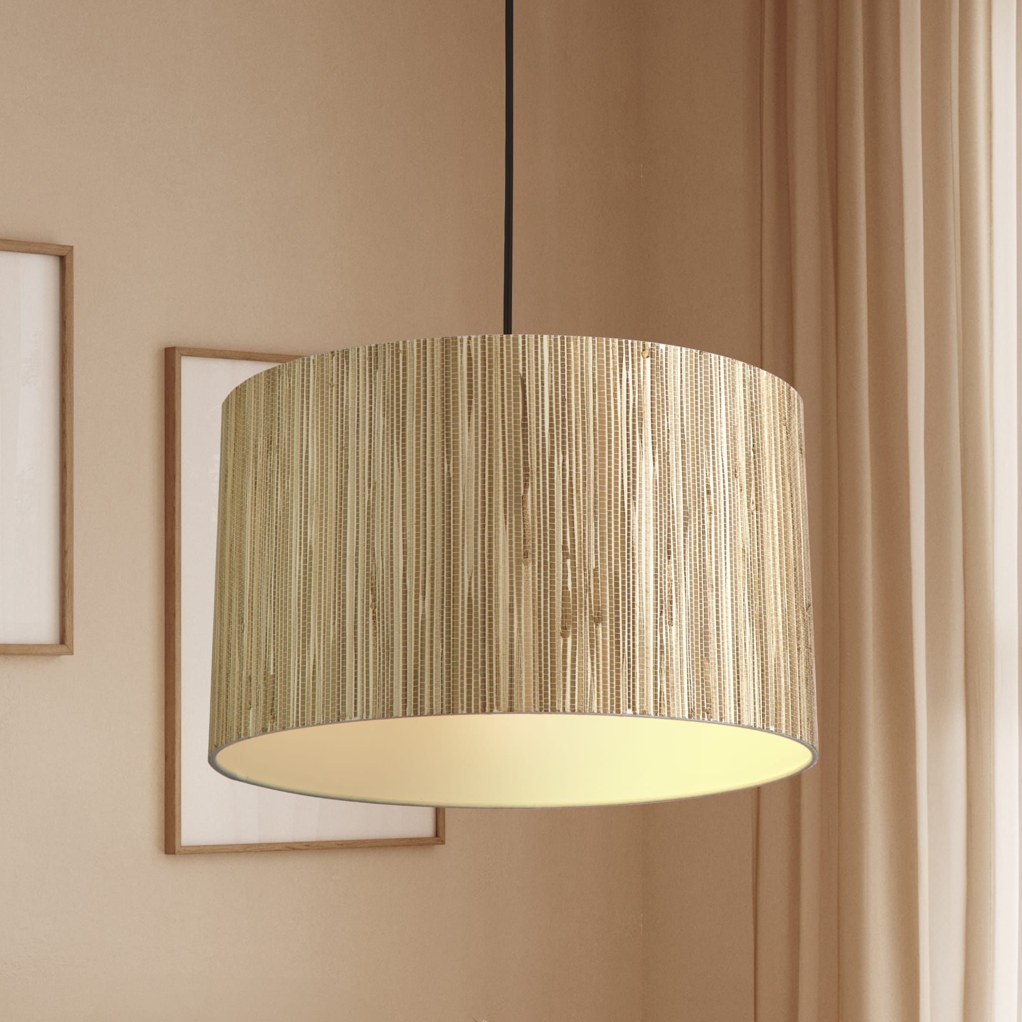 Meadow 1Lt Pendant convertible to Flush, Natural Grass Shade