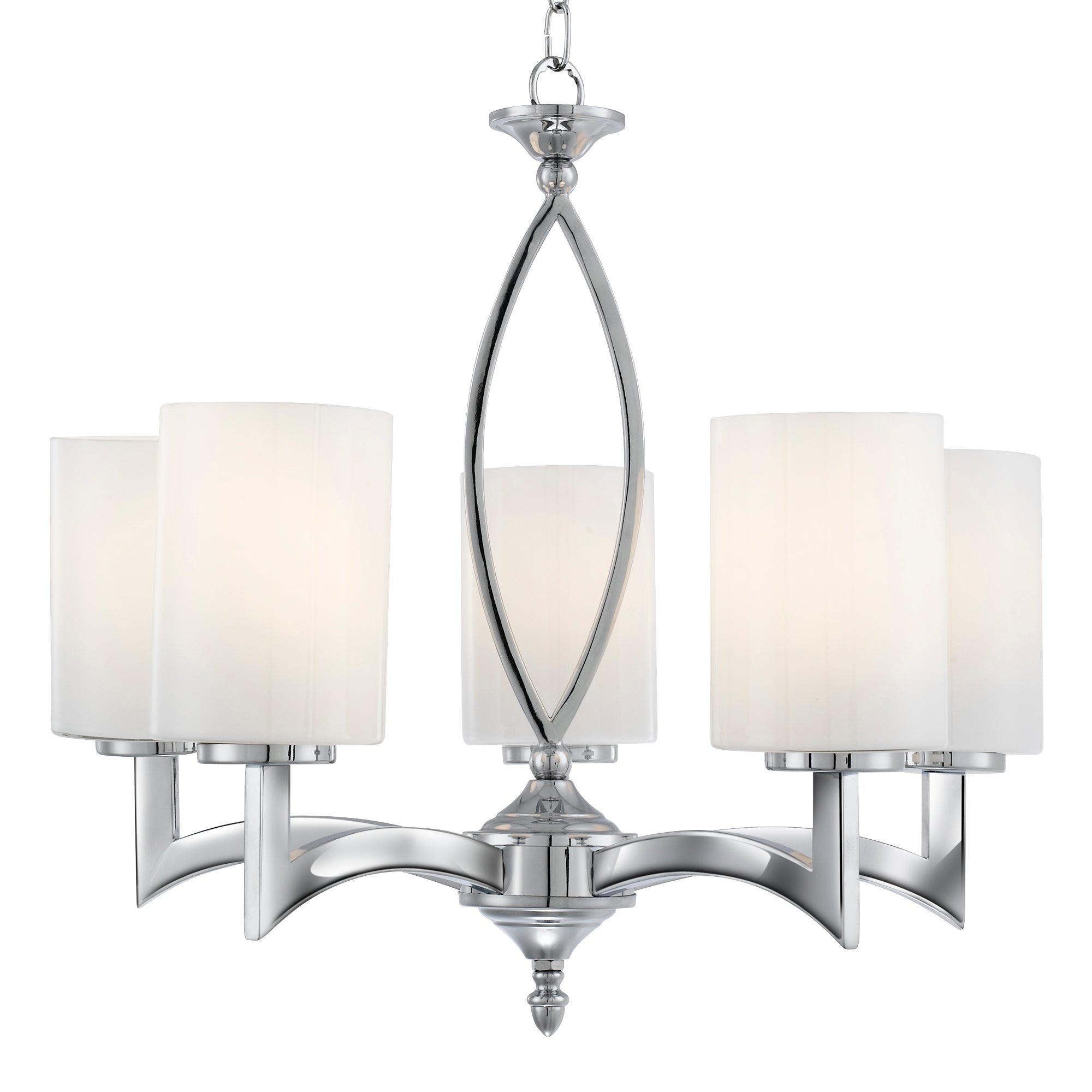 Gina Pendant - Chrome & White Glass Shades