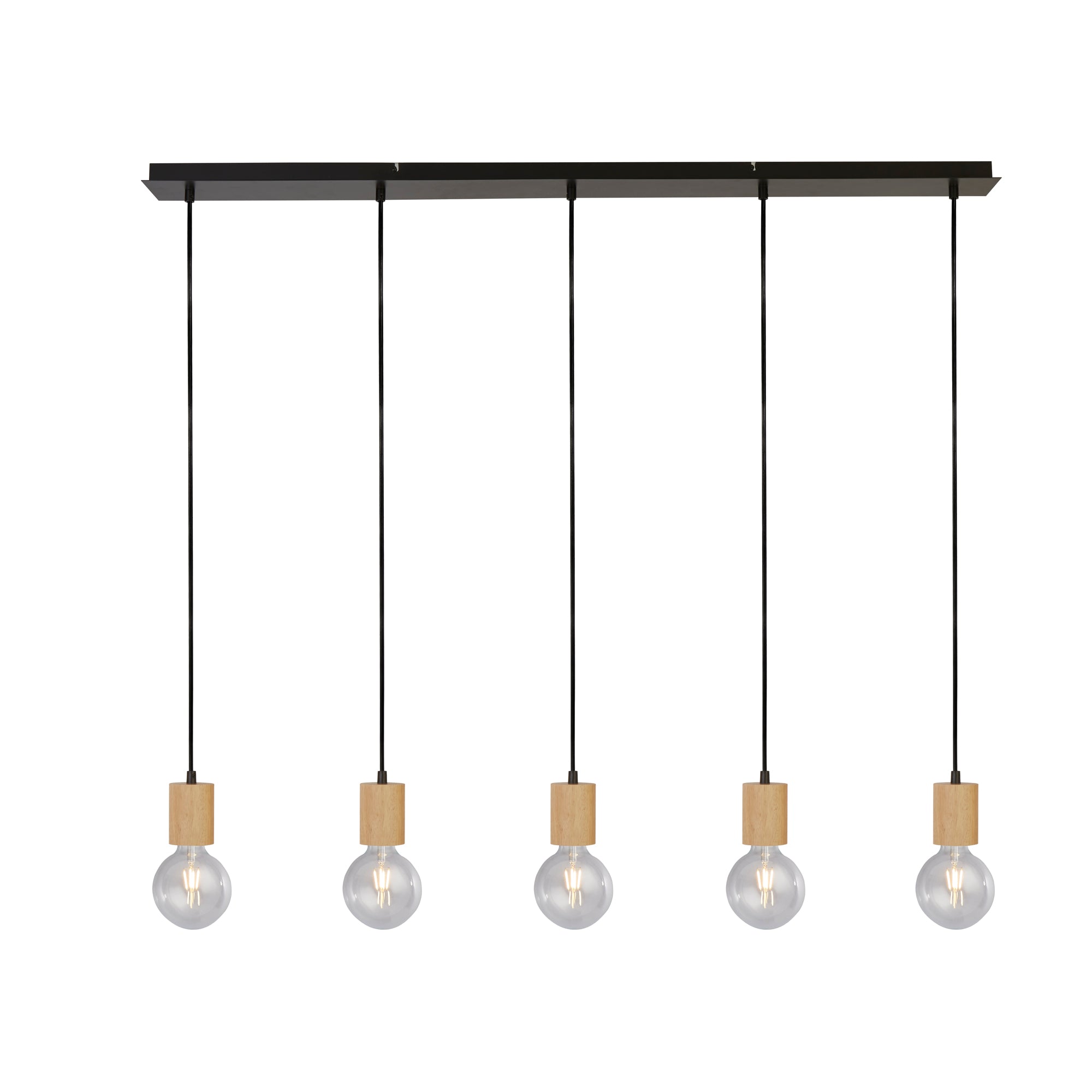 Spinny Bar Pendant - Wood & Matt Black Metal