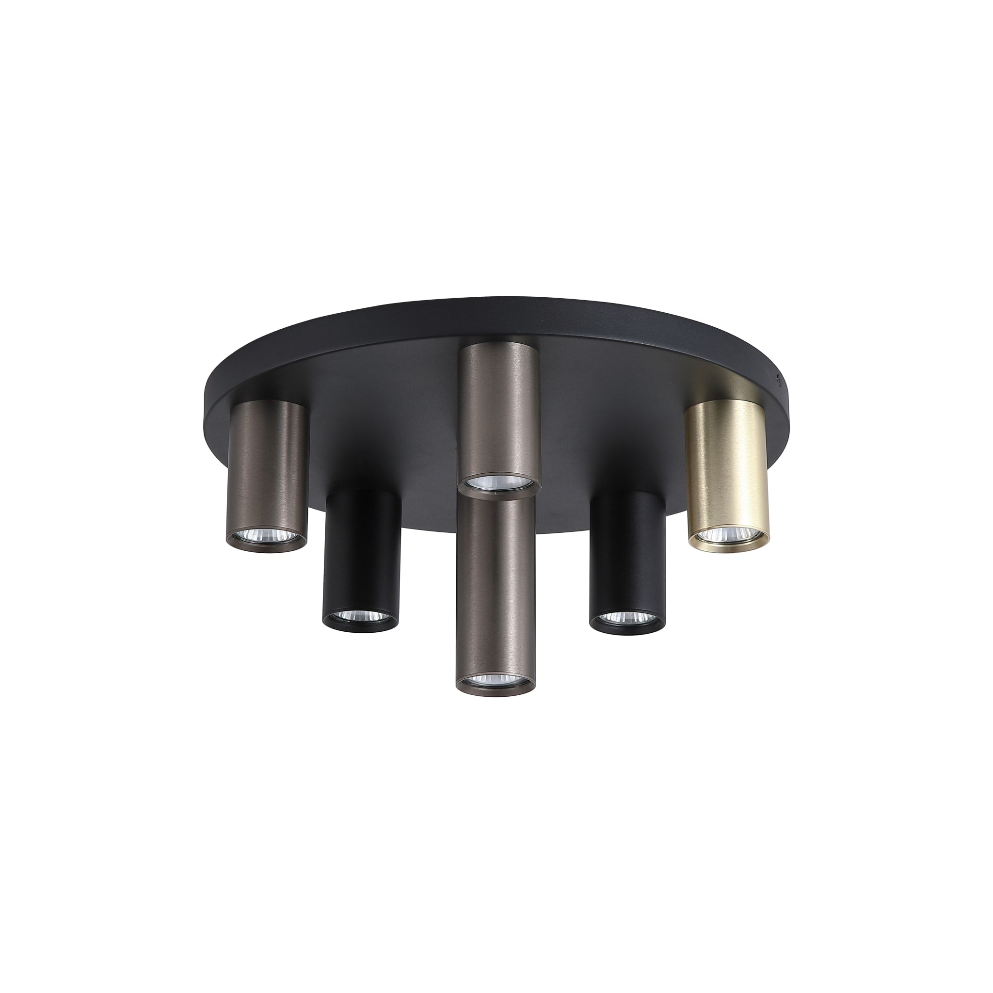 Tubes 6Lt Flush, Black Metal, Anodized Bronze, Brass