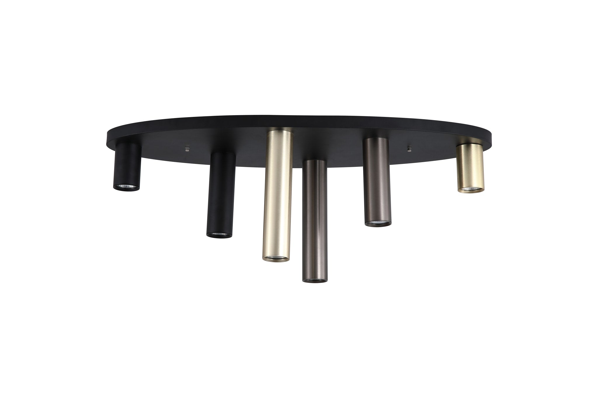 Tubes 6Lt Flush, Black Metal, Anodized Bronze, Brass