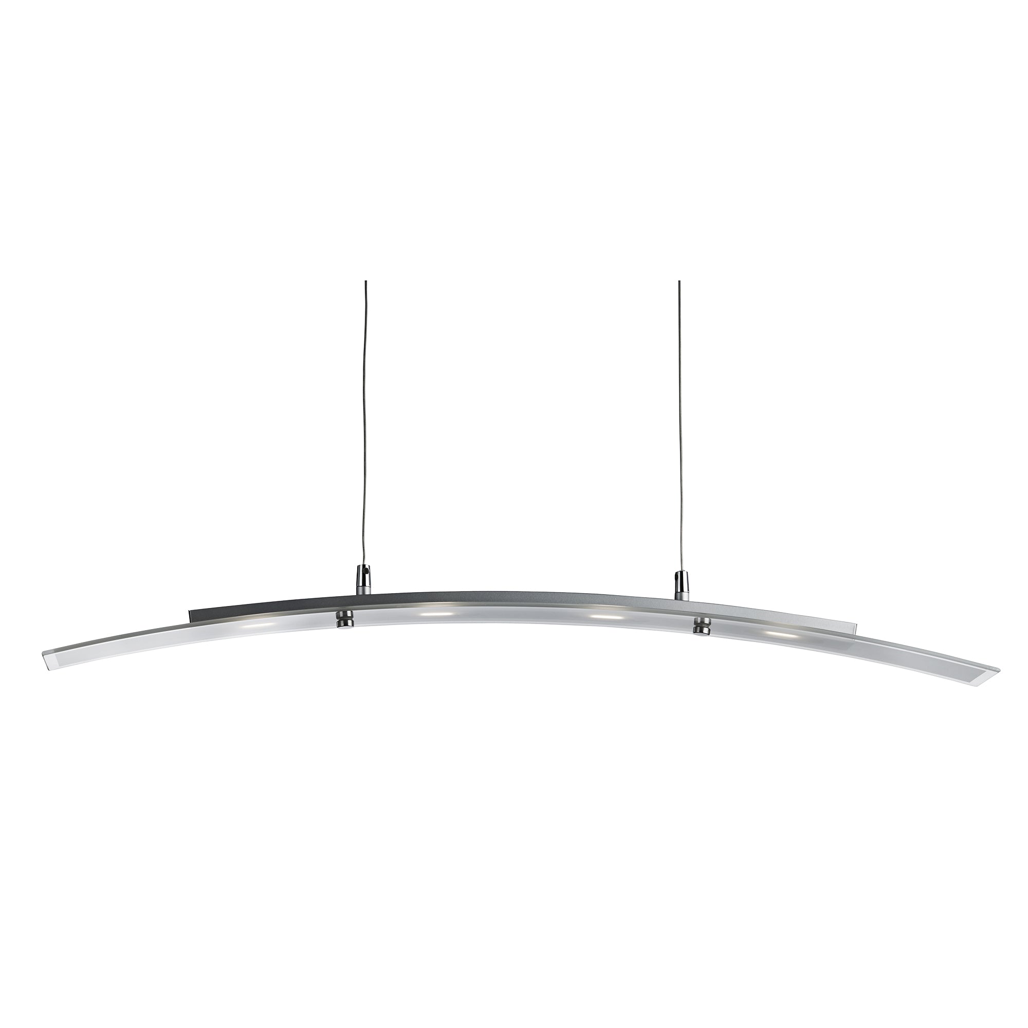 Curve Pendant - Satin Silver Metal & Frosted Glass