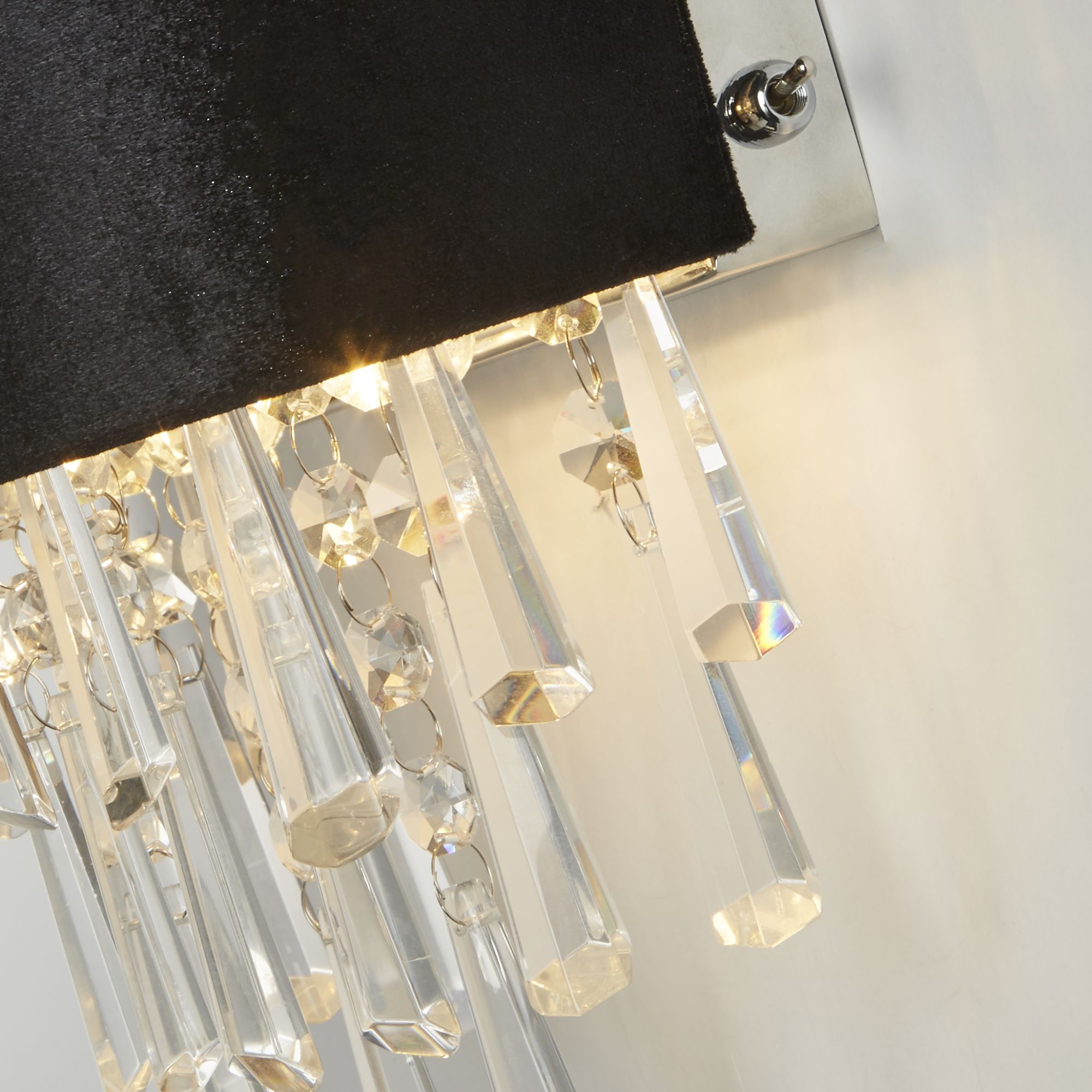 Glamour Wall Light - Black Velvet & Clear Crystal