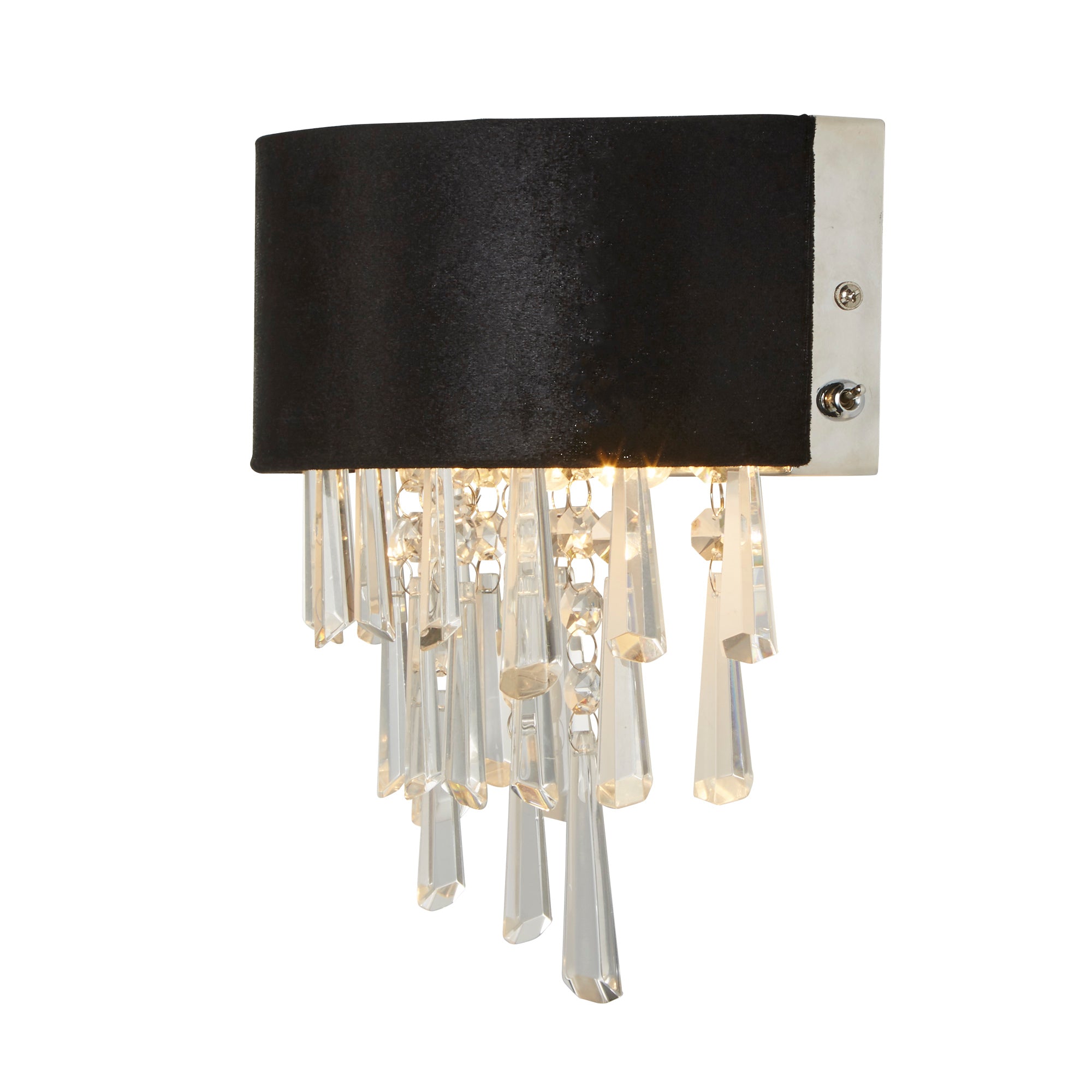 Glamour Wall Light - Black Velvet & Clear Crystal