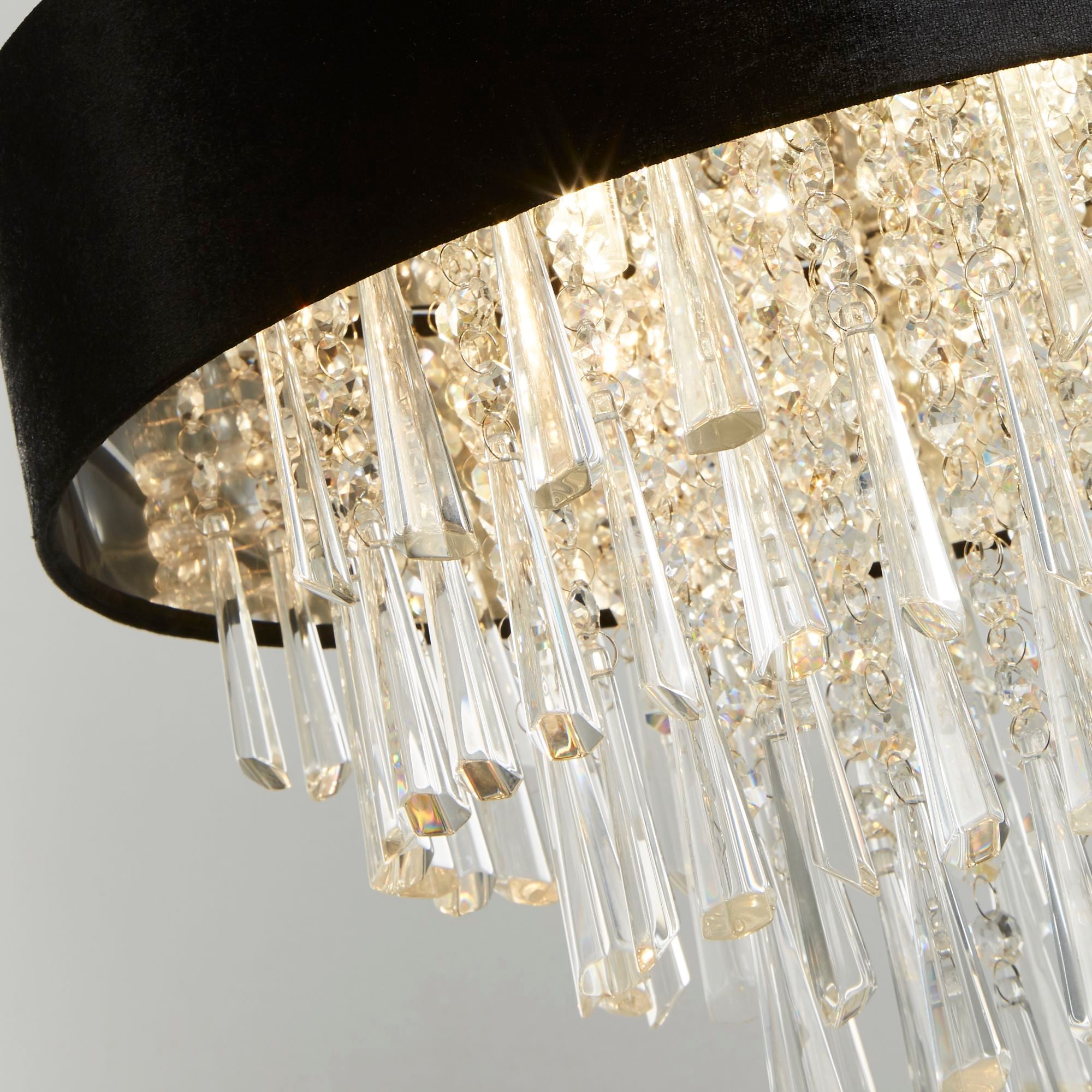 Glamour Pendant/Semi-Flush- Black Velvet & Clear Crystal