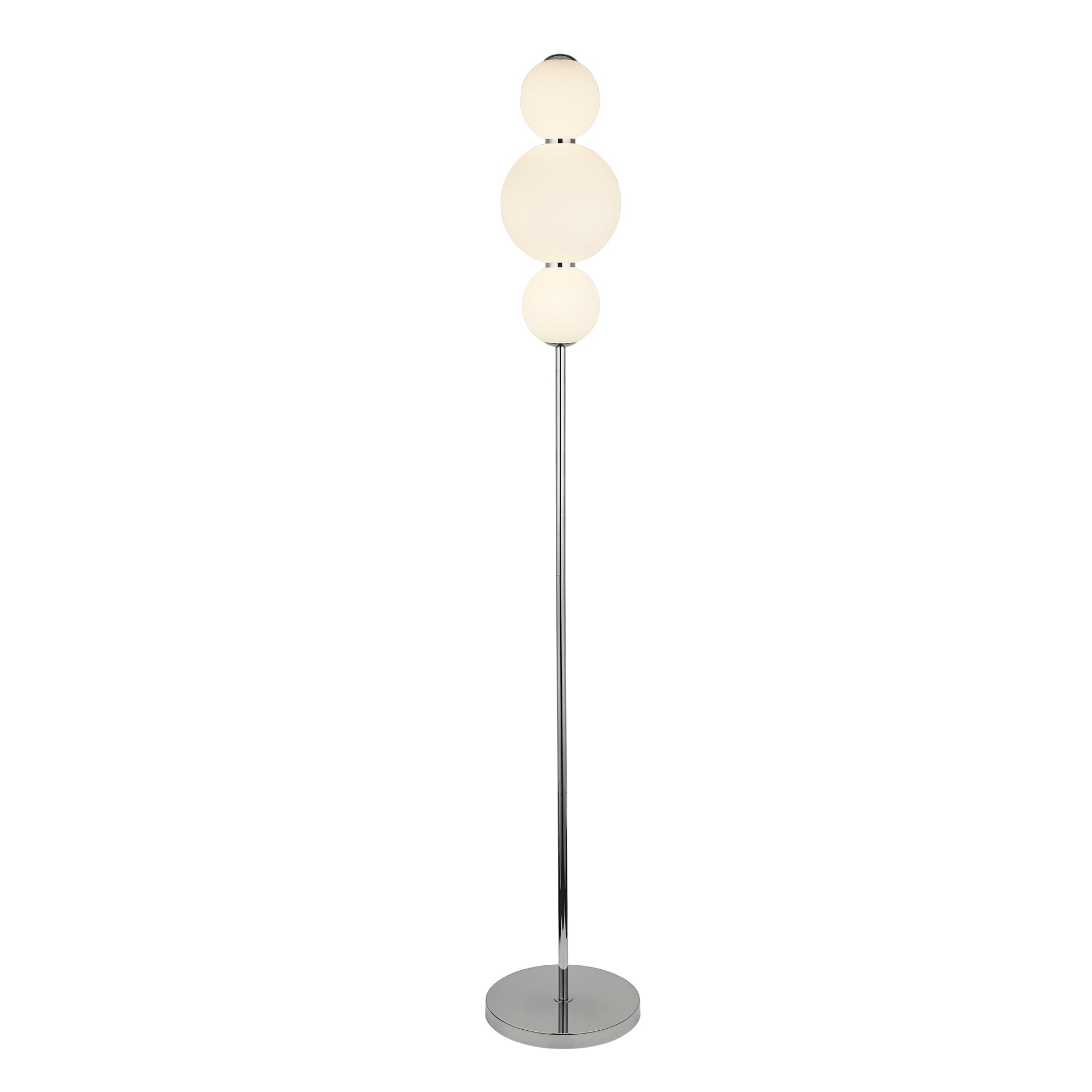 Snowball  Floor Lamp - Chrome Metal & Opal Glass