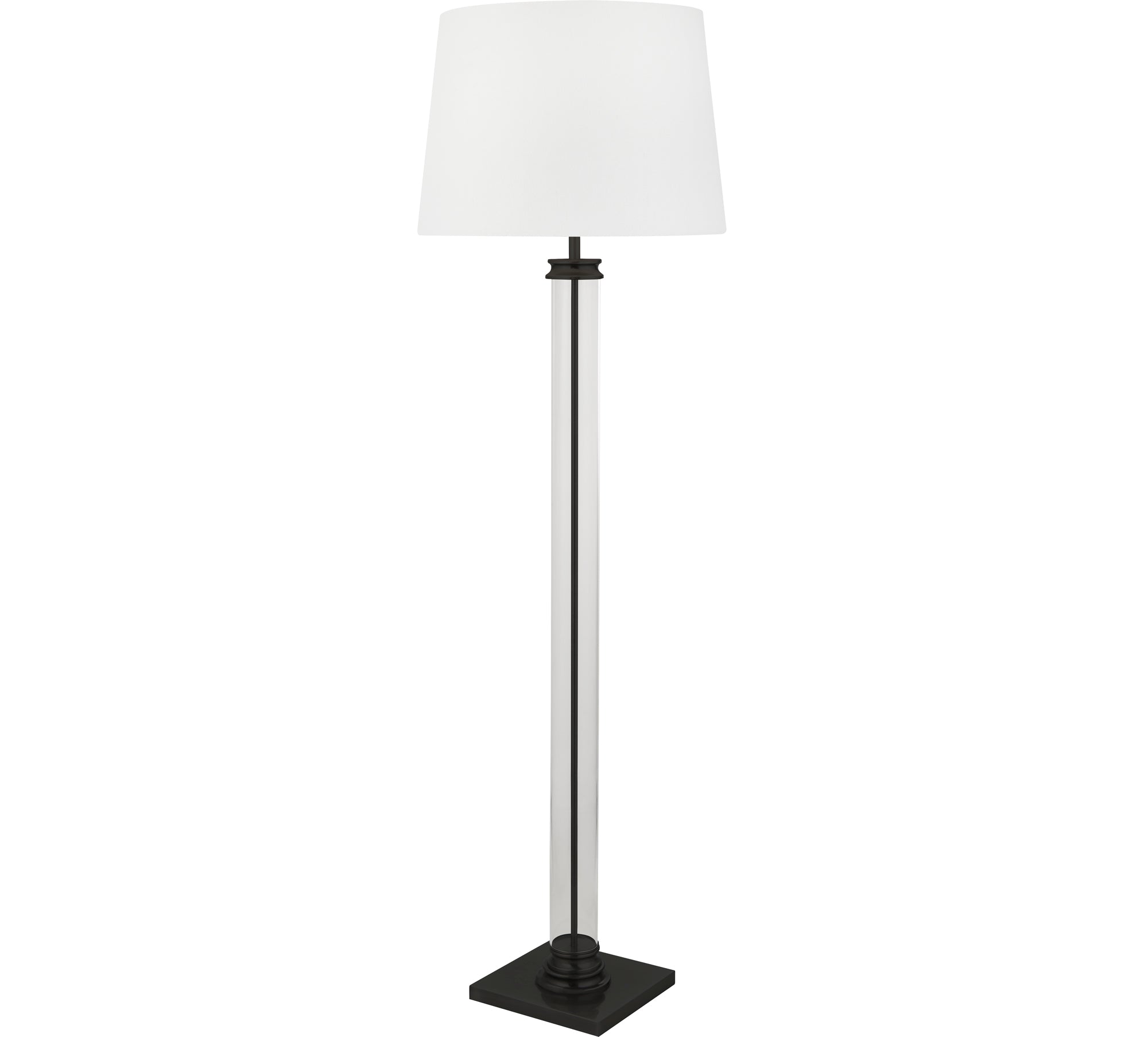 Pedestal Floor Lamp - Glass &  Fabric Black and White