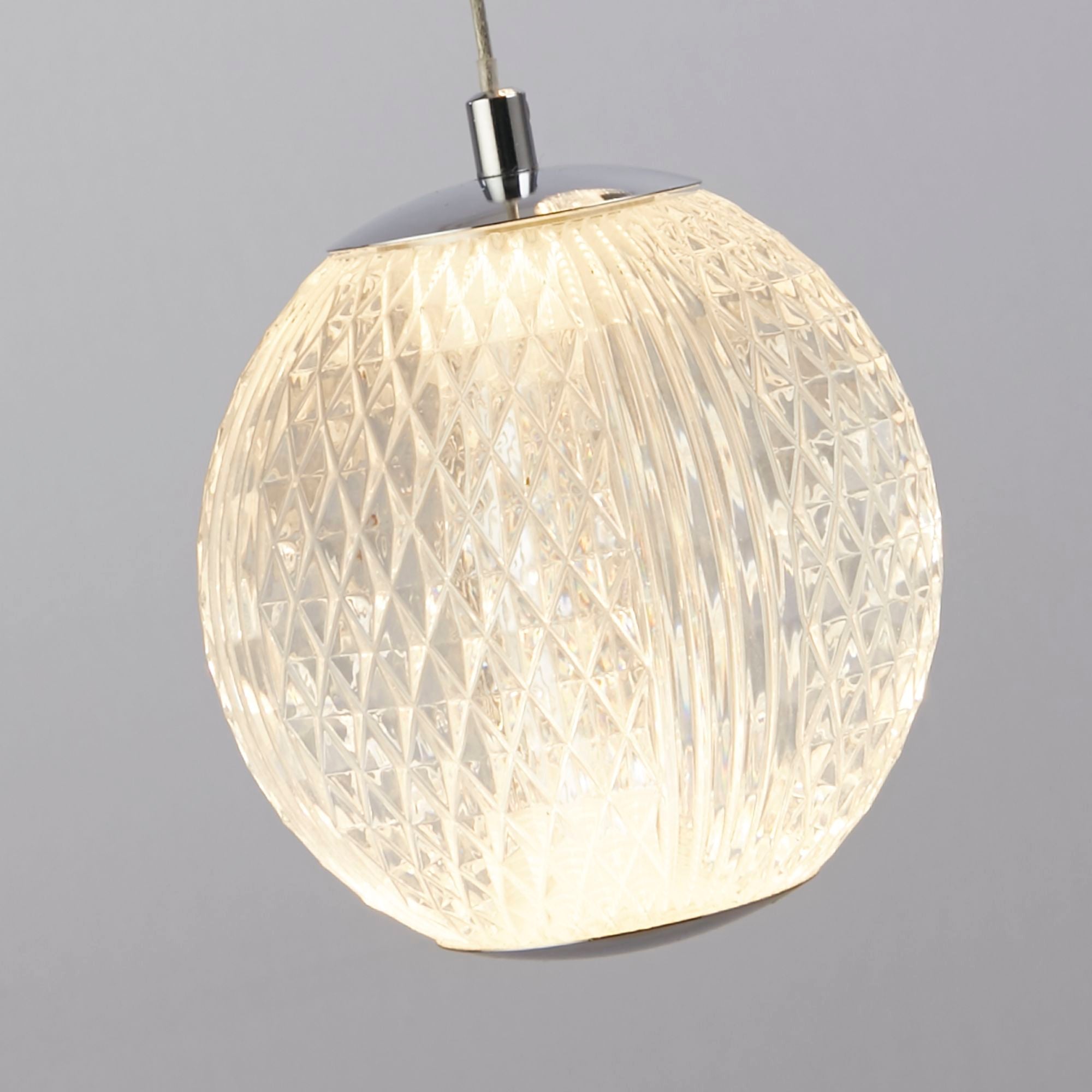 Allure  Multi-Drop Pendant - Chrome Metal & Clear Acrylic