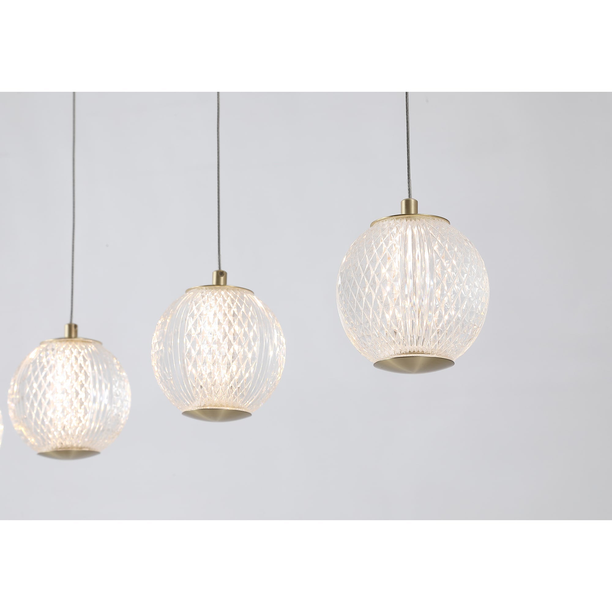 Allure 5Lt Bar Pendant - Satin Brass Metal & Clear Acrylic