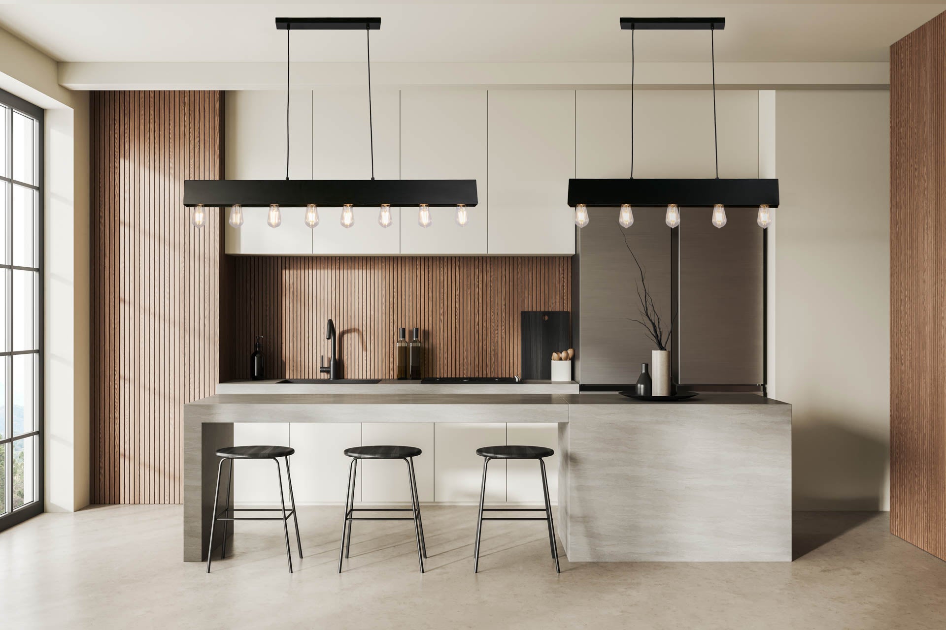 Piano Diner Bar Pendant - Matt Black Metal 5