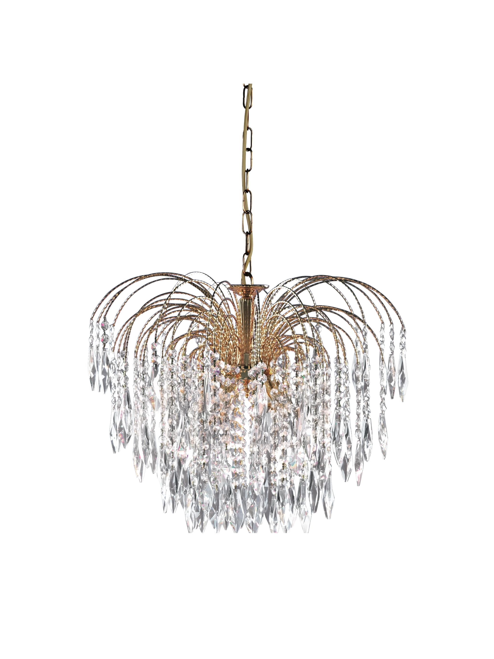 Waterfall 5Lt Pendant - Gold Metal & Crystal