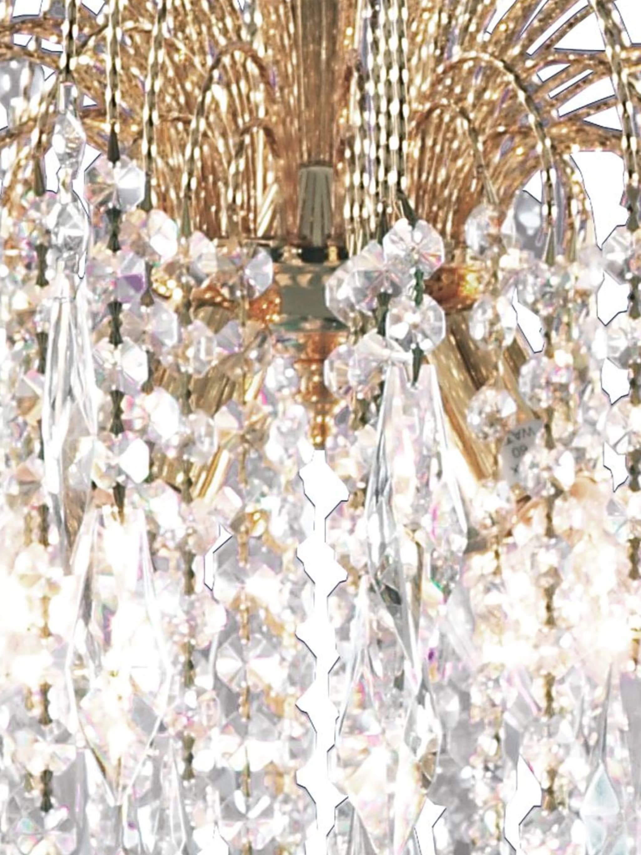 Waterfall 5Lt Pendant - Gold Metal & Crystal