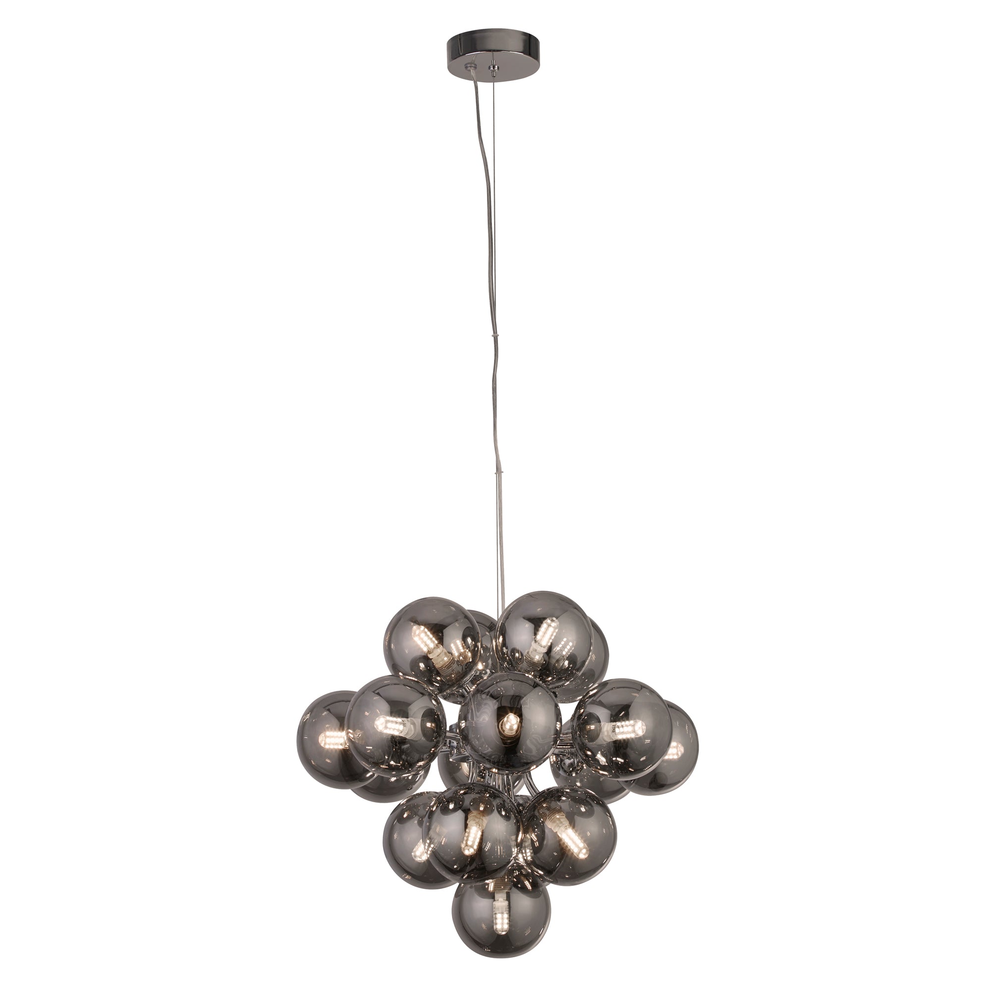 Berry  Pendant - Chrome Metal & Smoked Glass