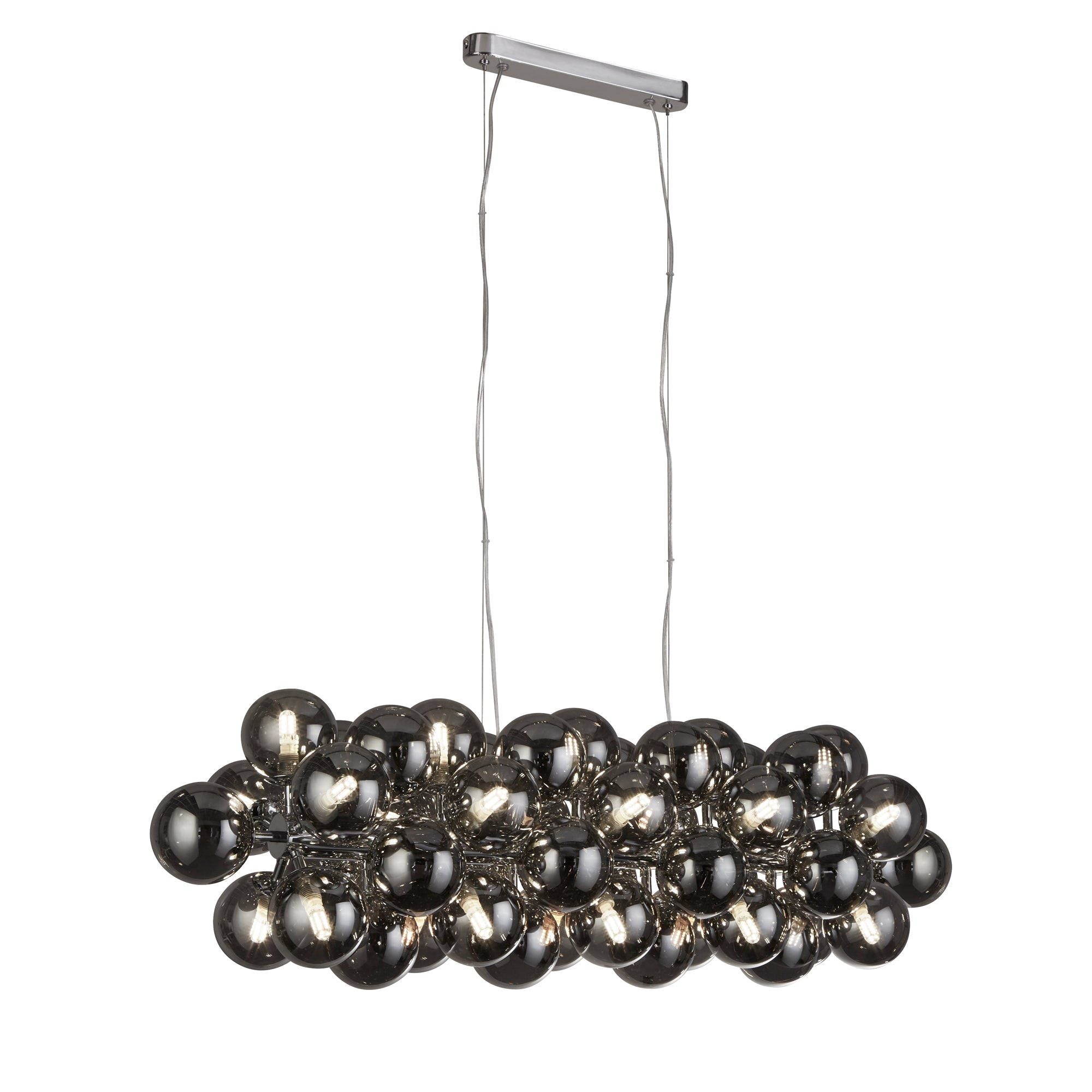Berry Bar Pendant - Chrome Metal & Smoked Glass