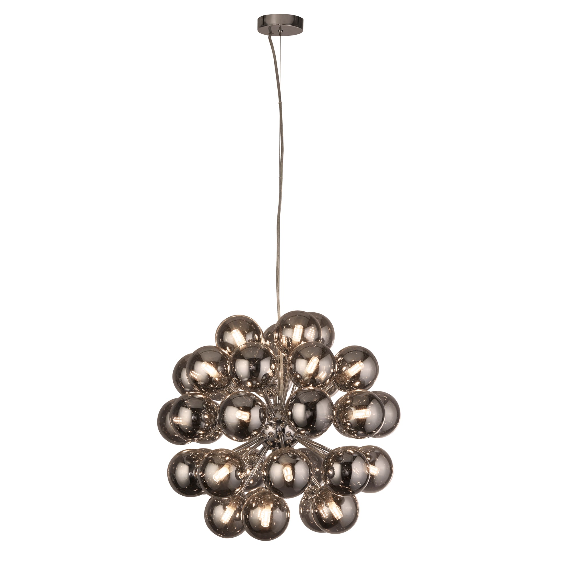 Berry Pendant - Chrome Metal & Smoked Glass