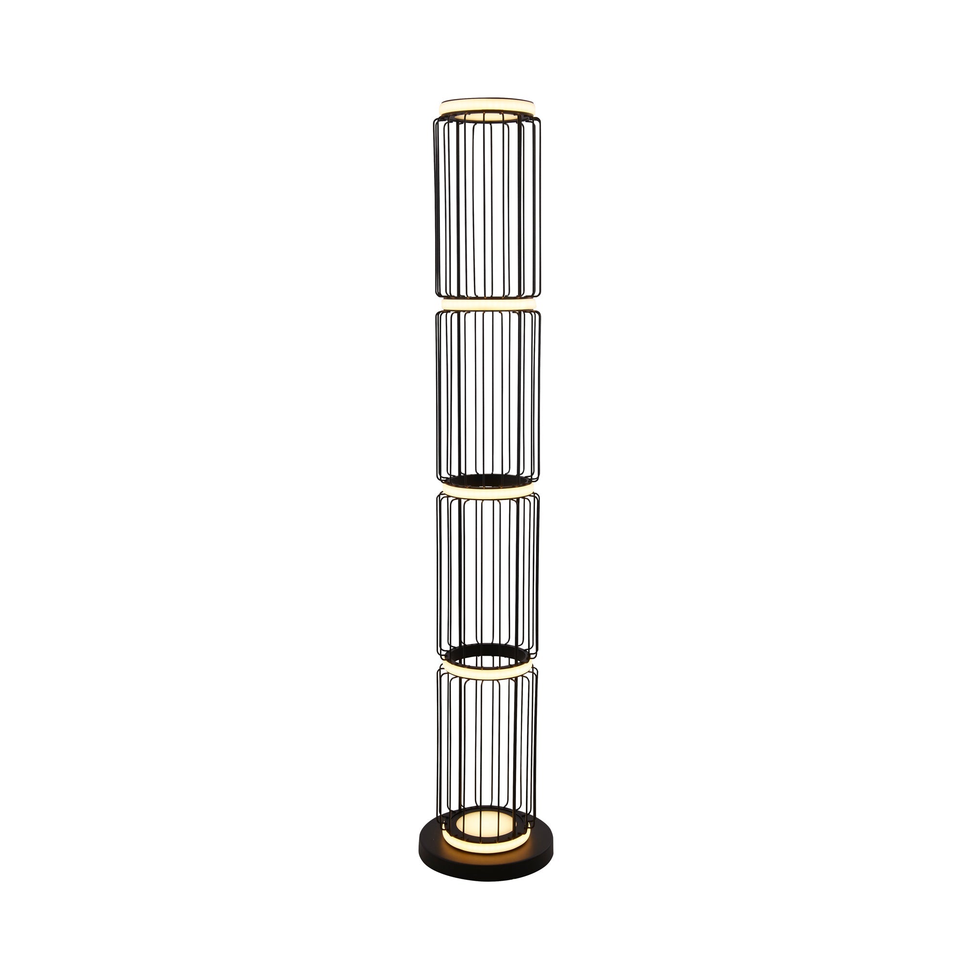 Circolo Cage Floor Lamp - Black Metal & White Silicon