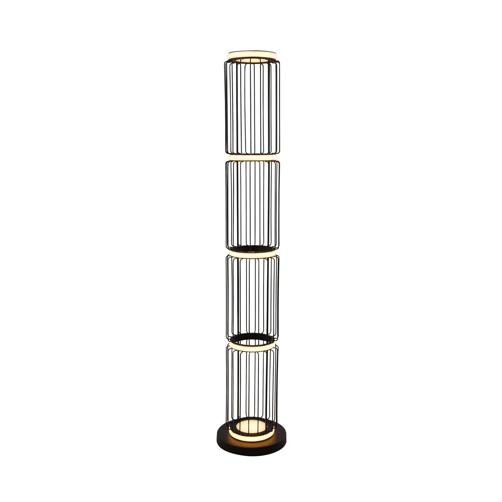 Circolo Cage Floor Lamp - Black Metal & White Silicon