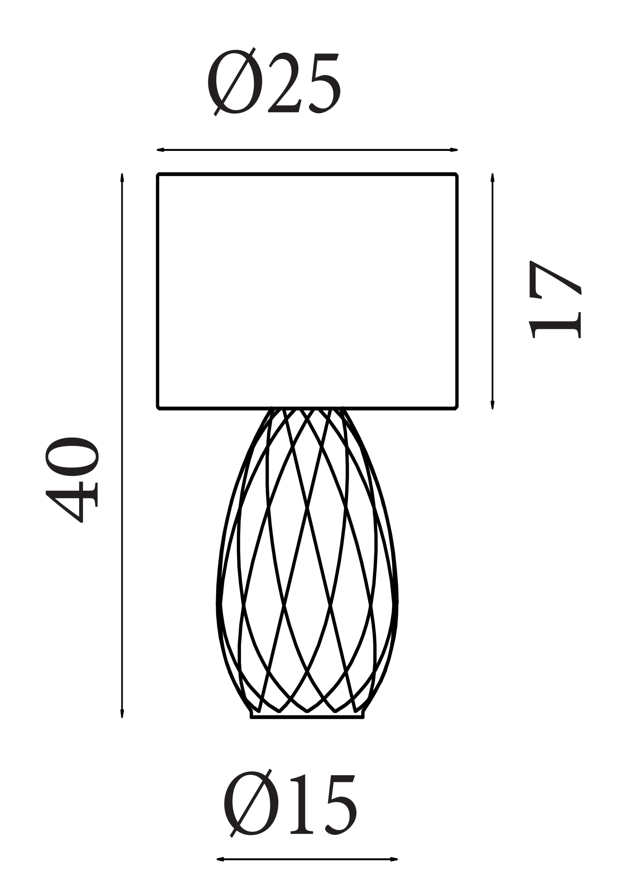 Diane 1Lt Table Lamp, Champagne Glass with Rattan Shade