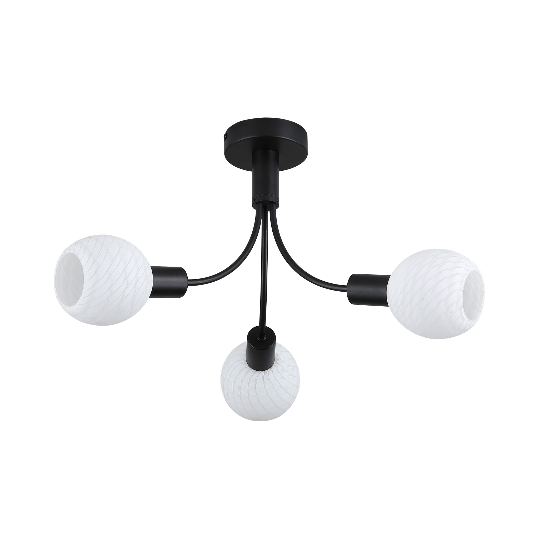 Nova 3Lt Ceiling Lamp, Black Metal with Frosted Glass Shade