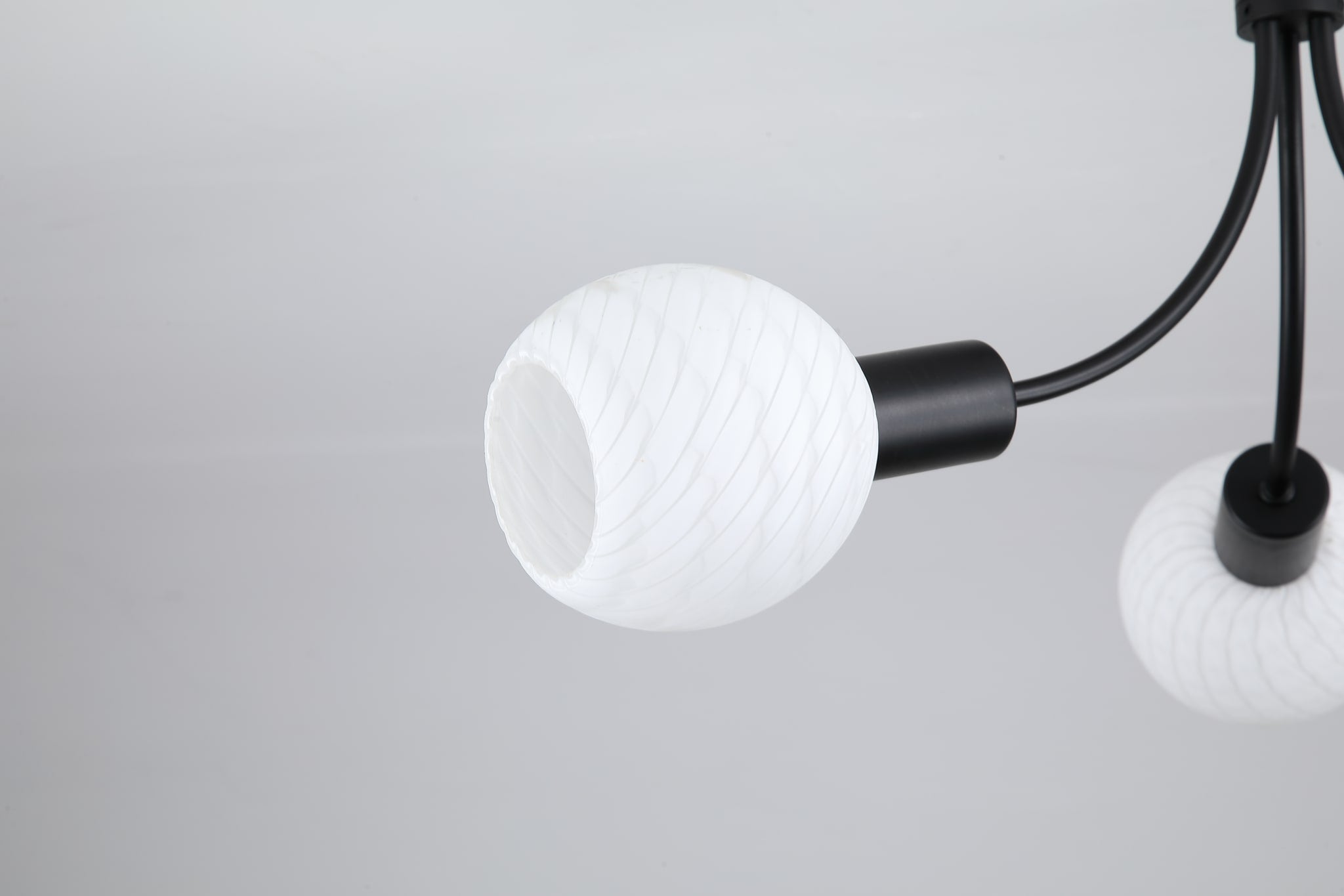 Nova 3Lt Ceiling Lamp, Black Metal with Frosted Glass Shade