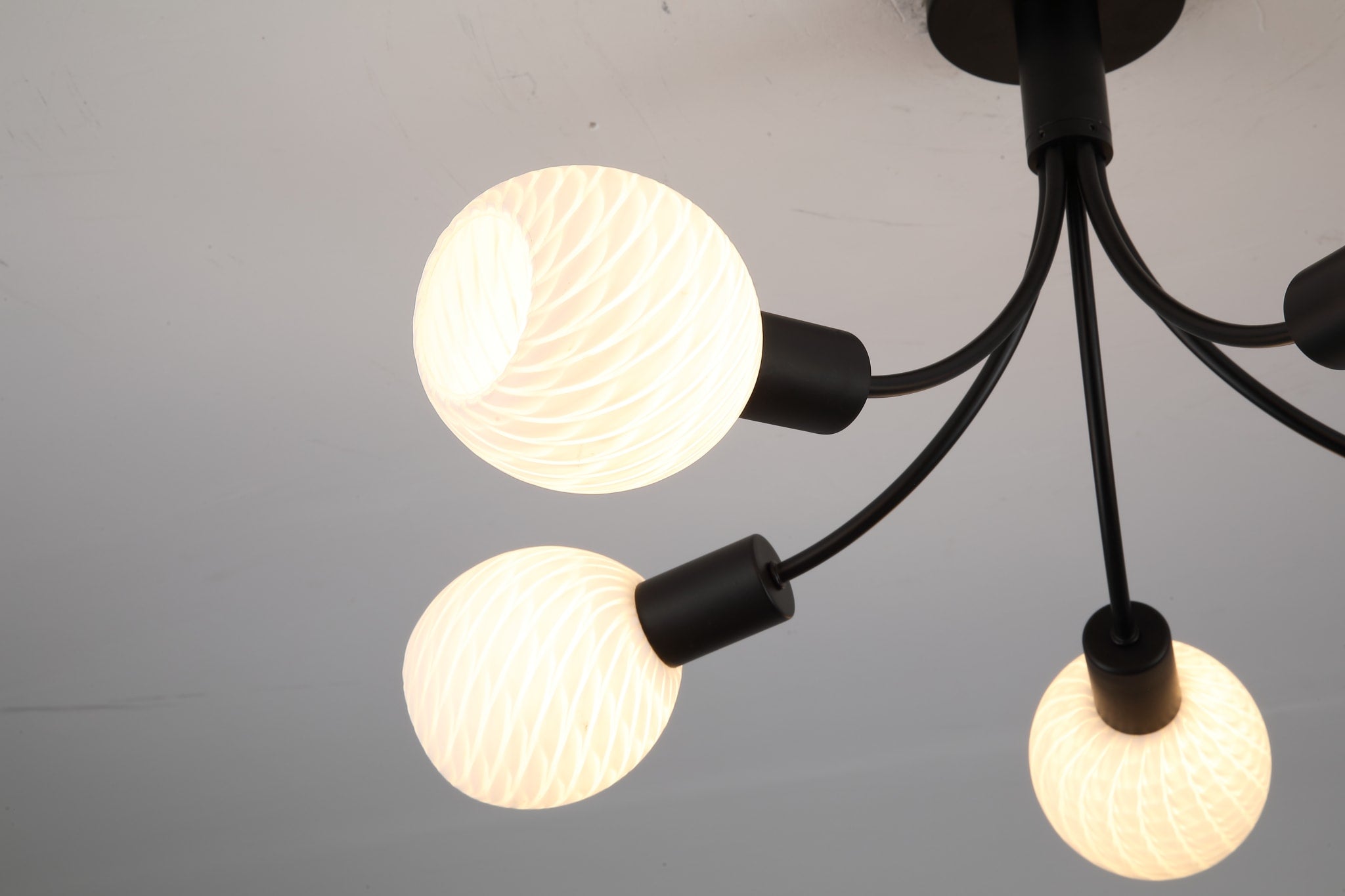 Nova 5Lt Ceiling Lamp, Black Metal with Frosted Glass Shade