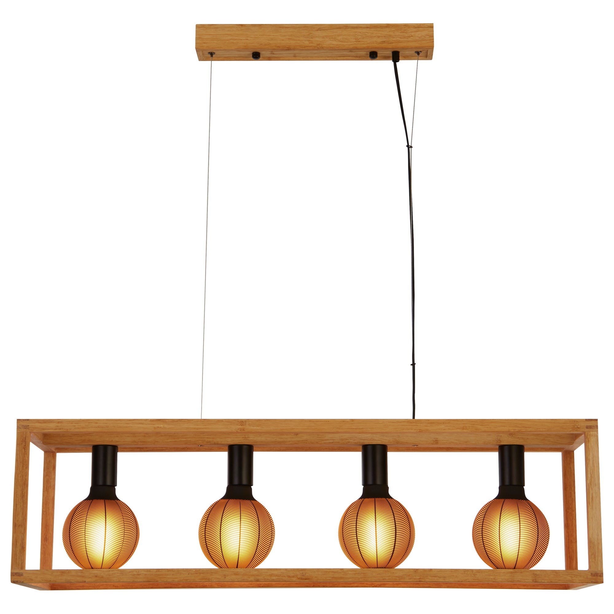 Square Pendant - Natural Wood & Black Metal 4