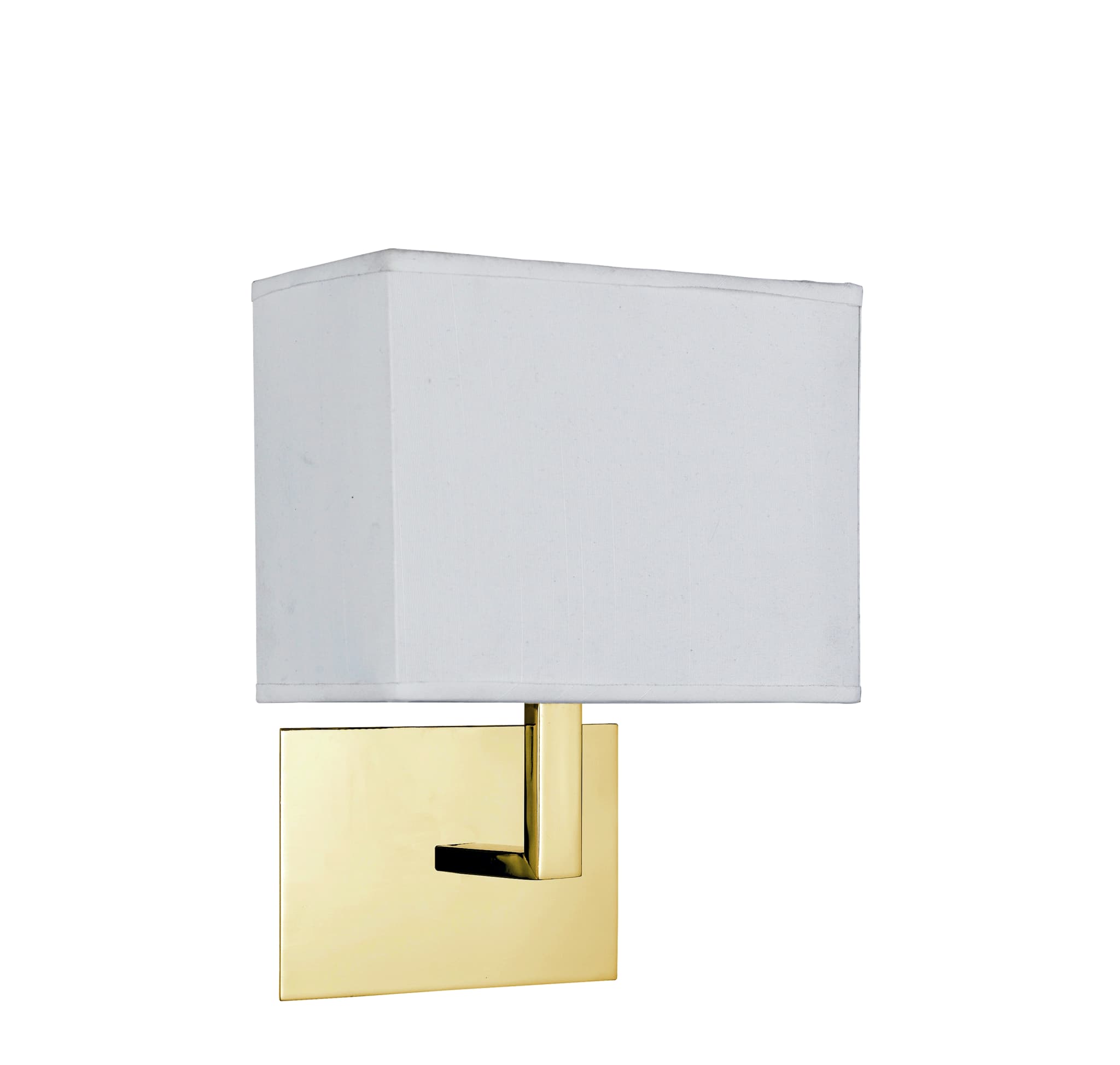 Hotel Wall Light - Satin Brass Metal & White Fabric Shade