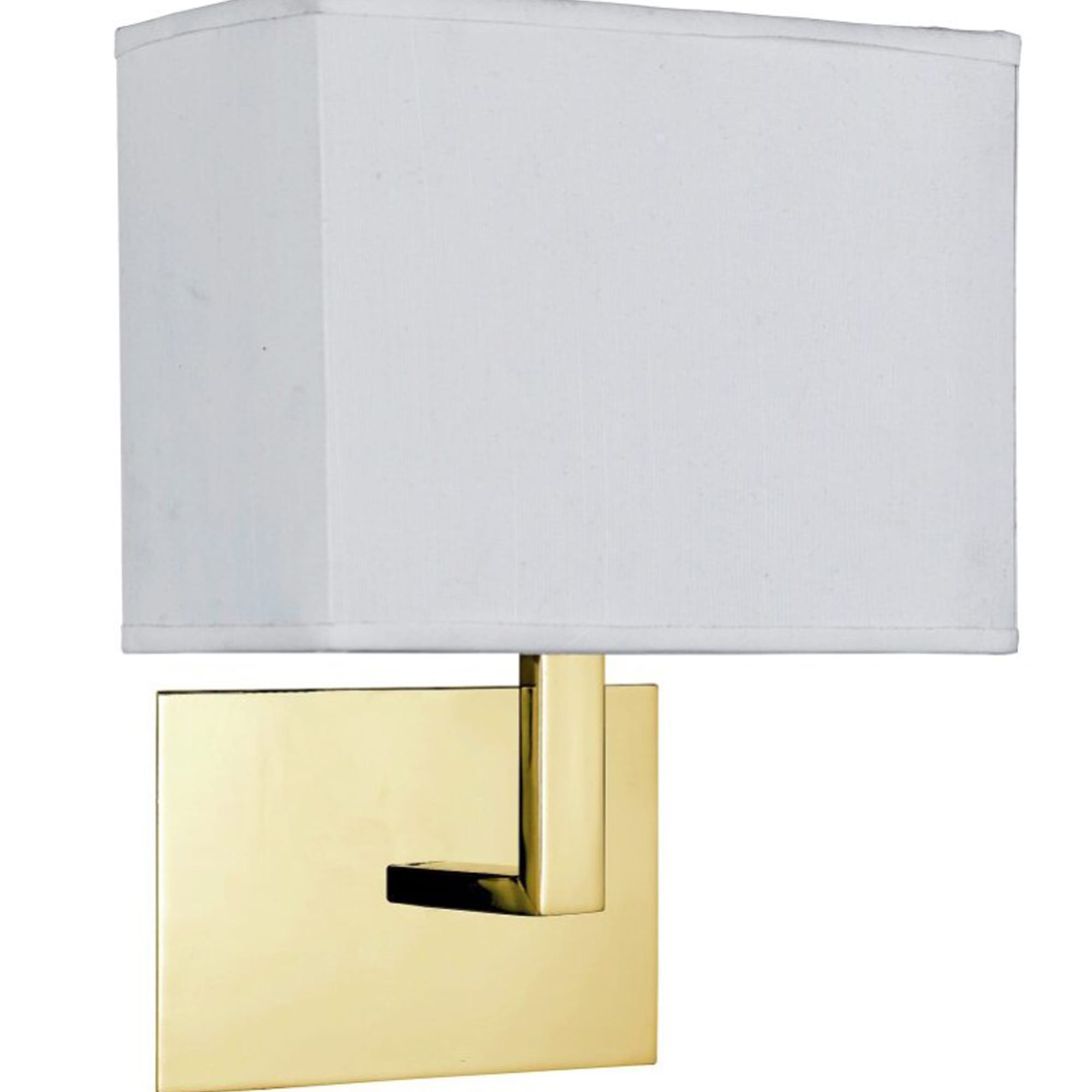 Hotel Wall Light - Satin Brass Metal & White Fabric Shade