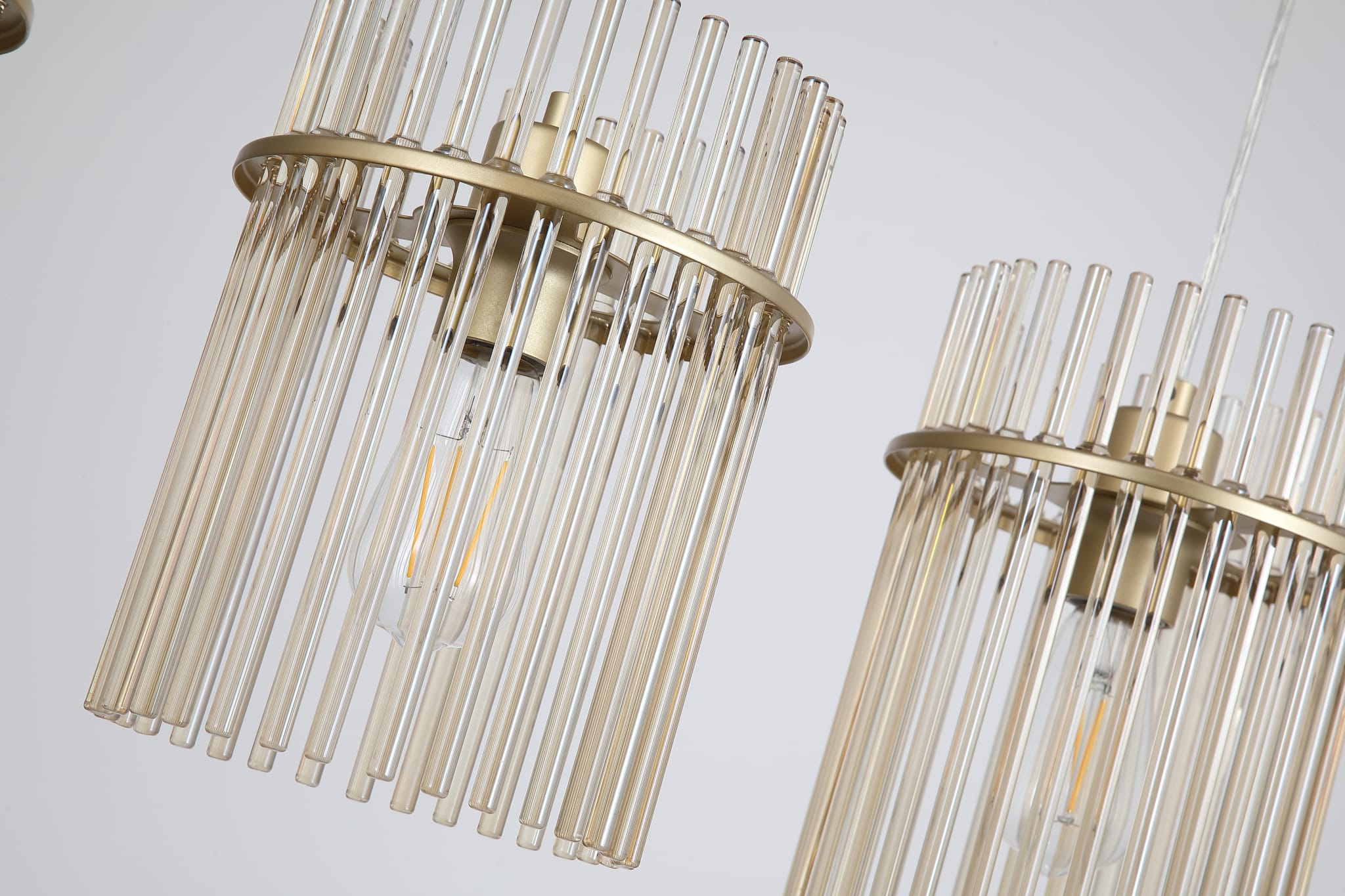 Swizzle 4Lt Bar Pendant,  Gold Metal with Champagne Rods