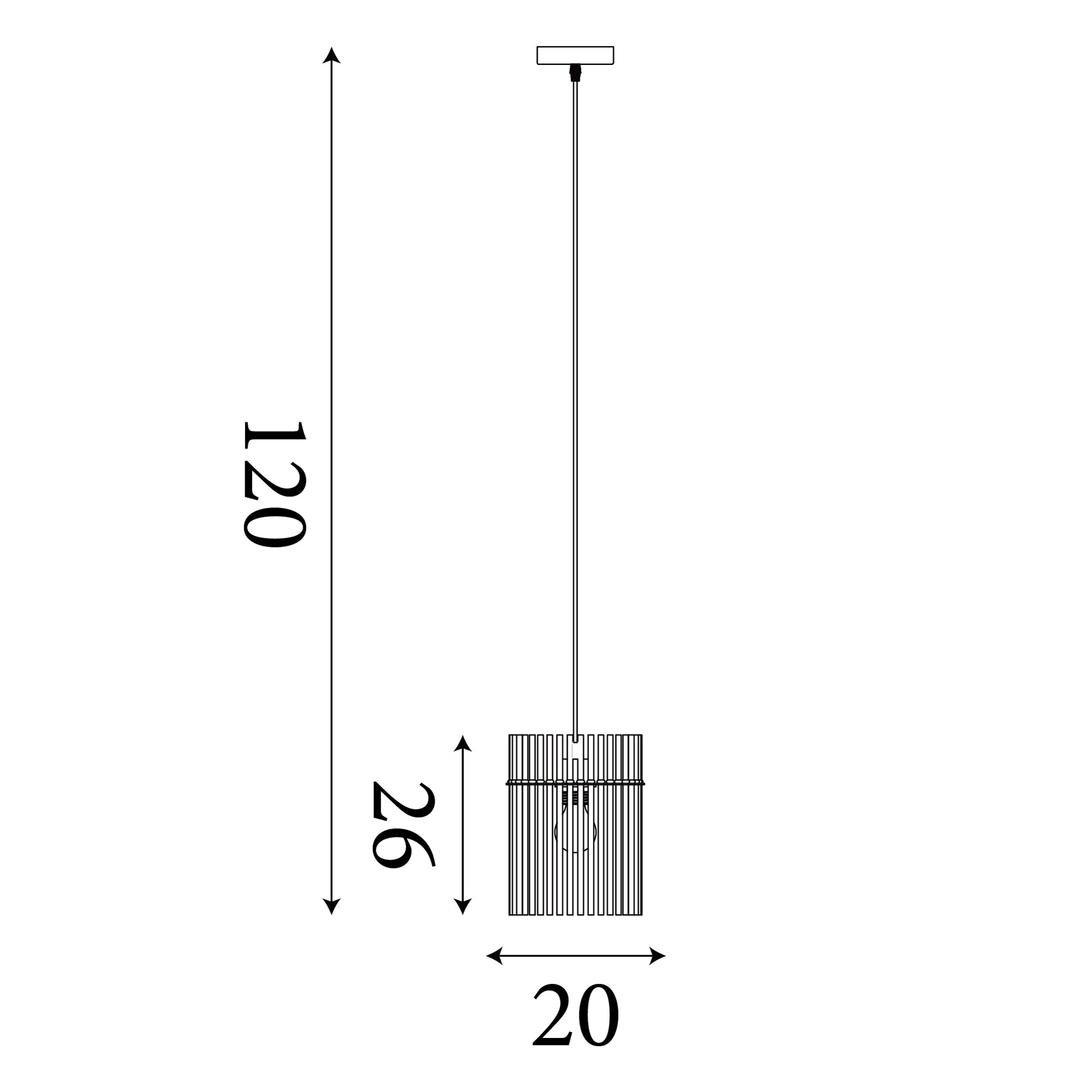 Swizzle 1Lt Pendant, Matt Black Metal with Smoked Rods