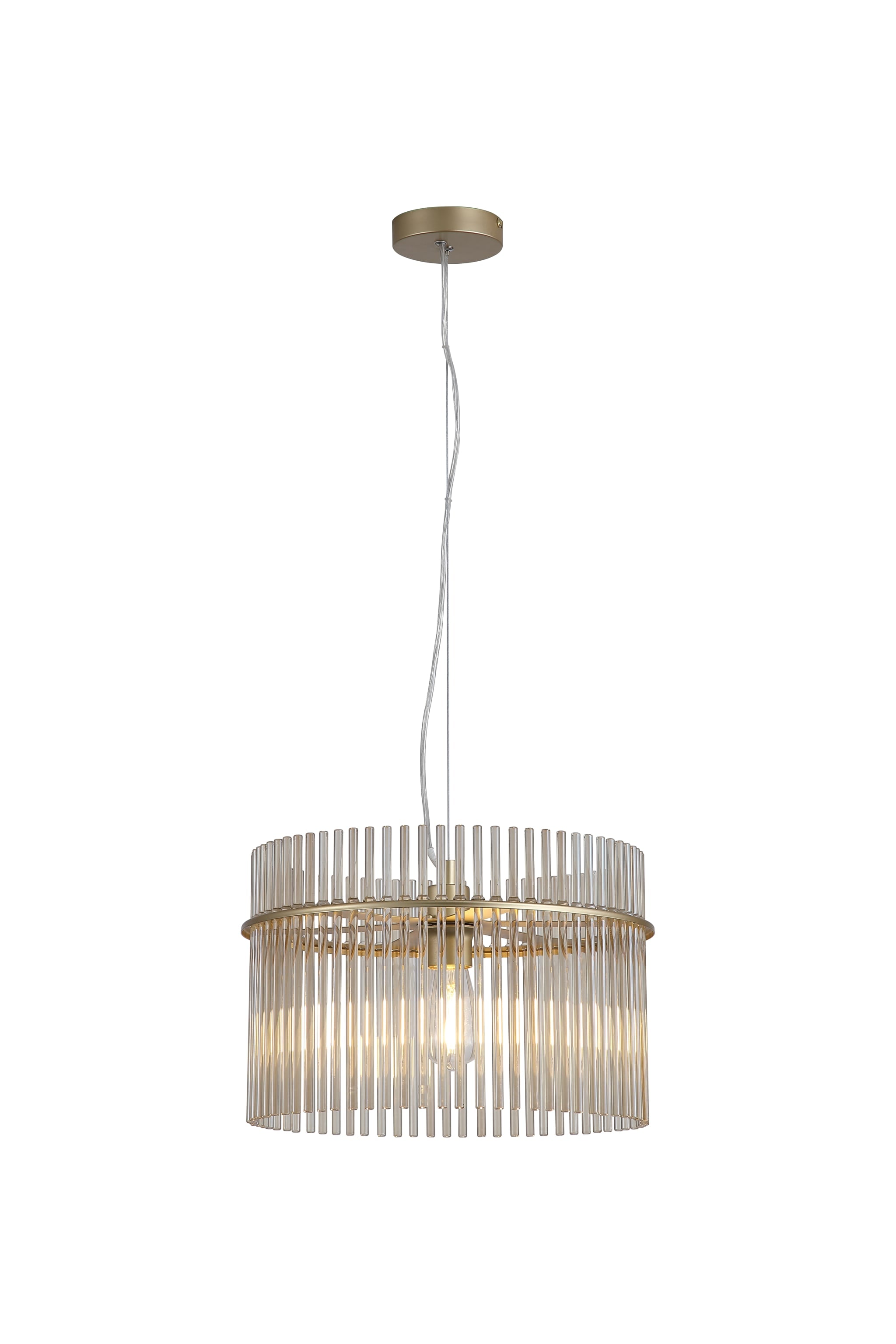 Swizzle 1Lt Pendant,  Gold Metal with Champagne Rods