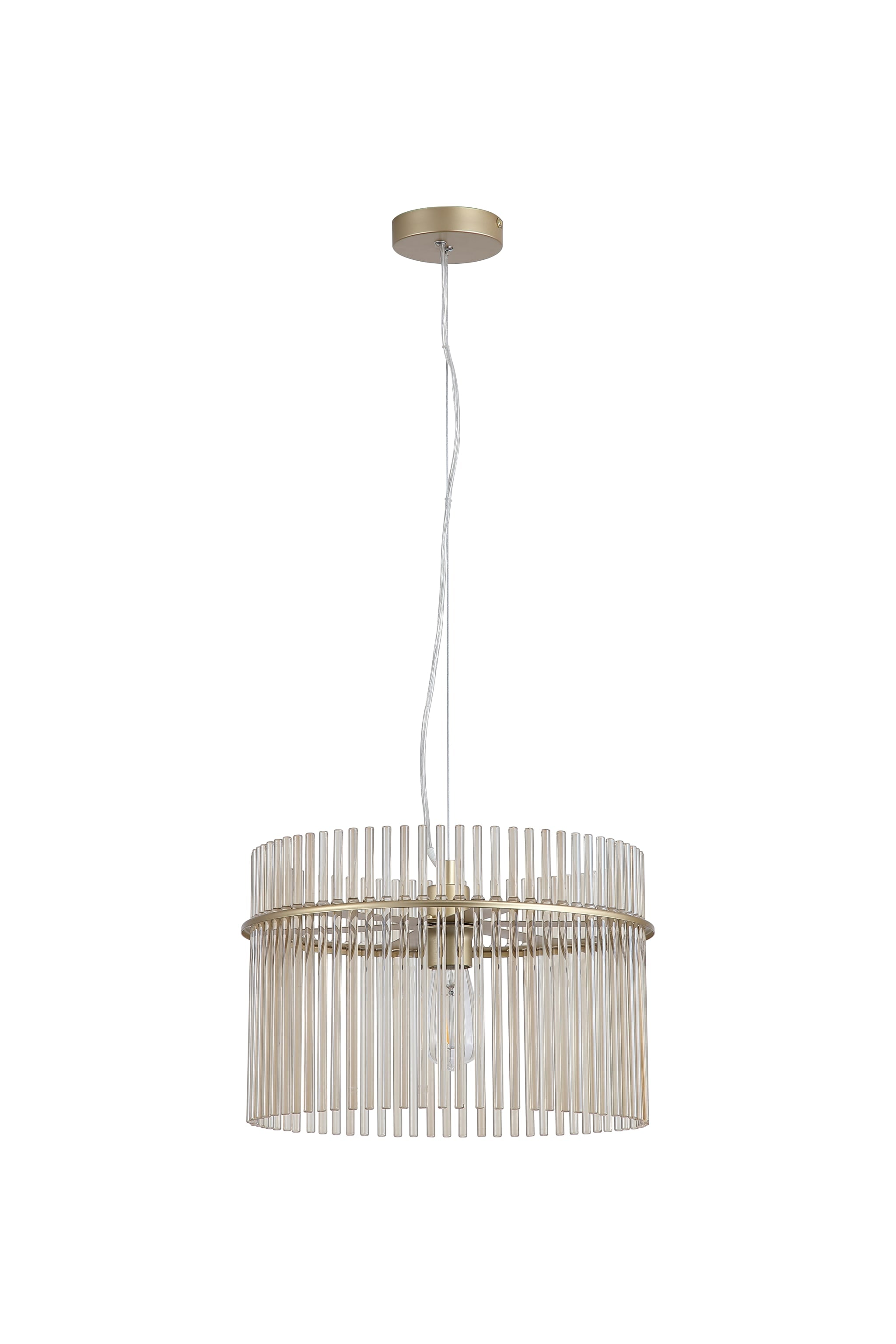 Swizzle 1Lt Pendant,  Gold Metal with Champagne Rods