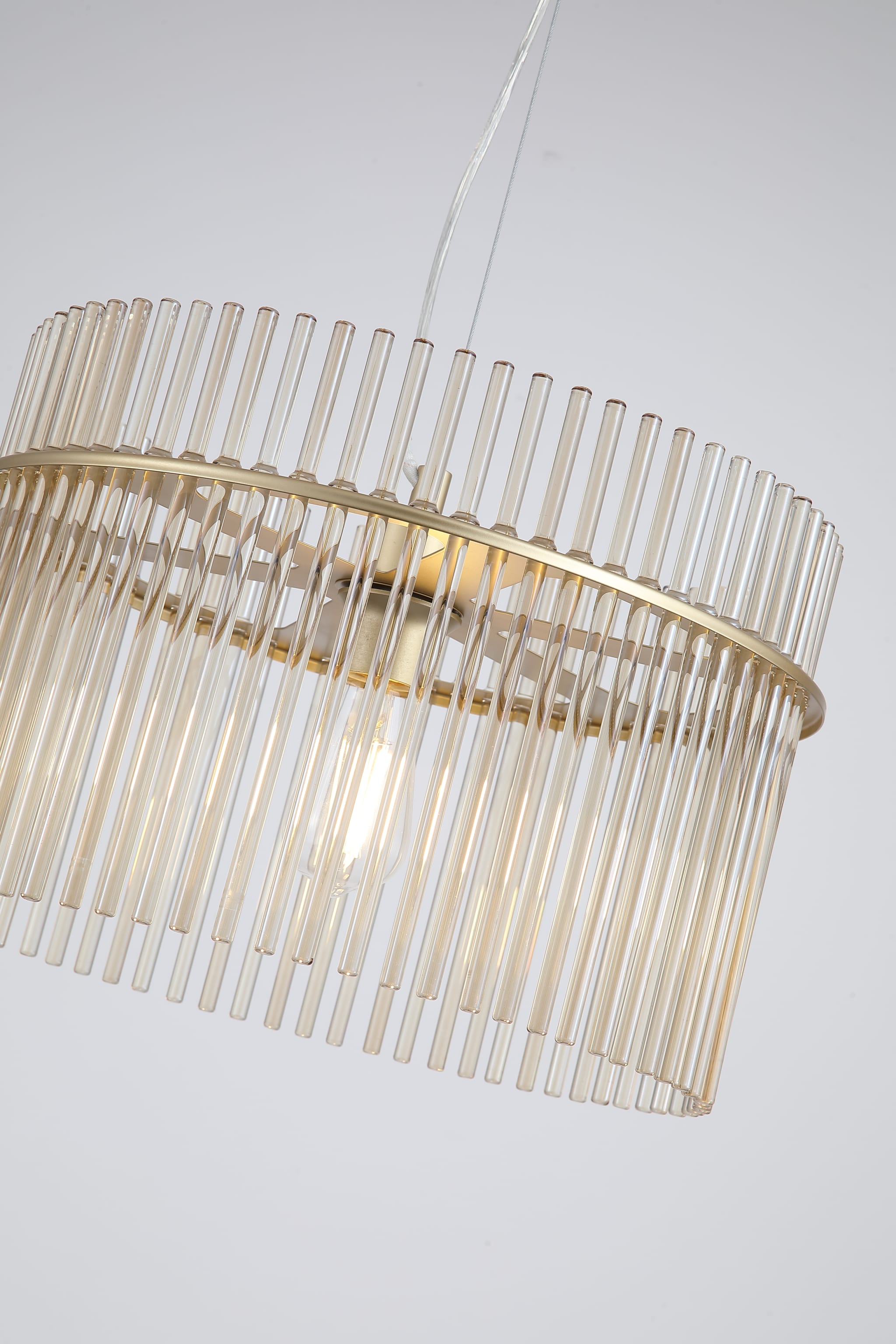 Swizzle 1Lt Pendant,  Gold Metal with Champagne Rods