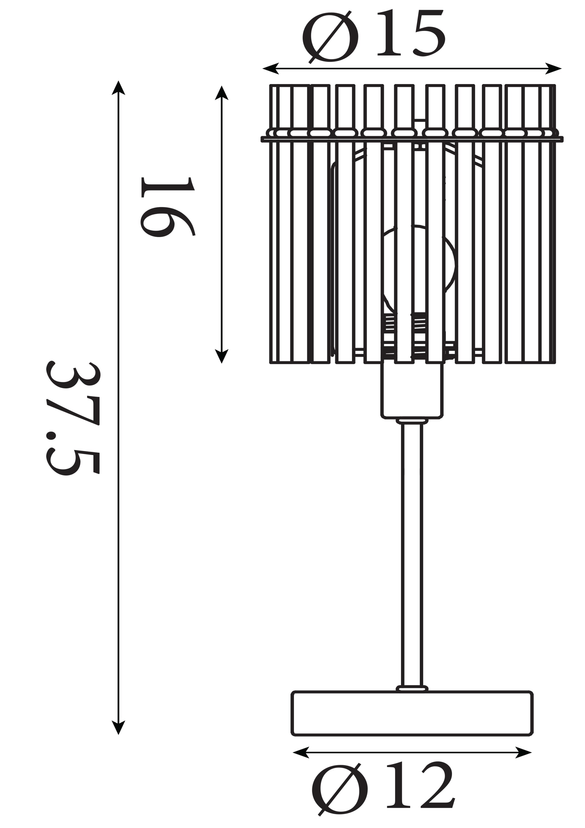 Swizzle 1Lt Table Lamp, Gold Metal with Champagne Rods