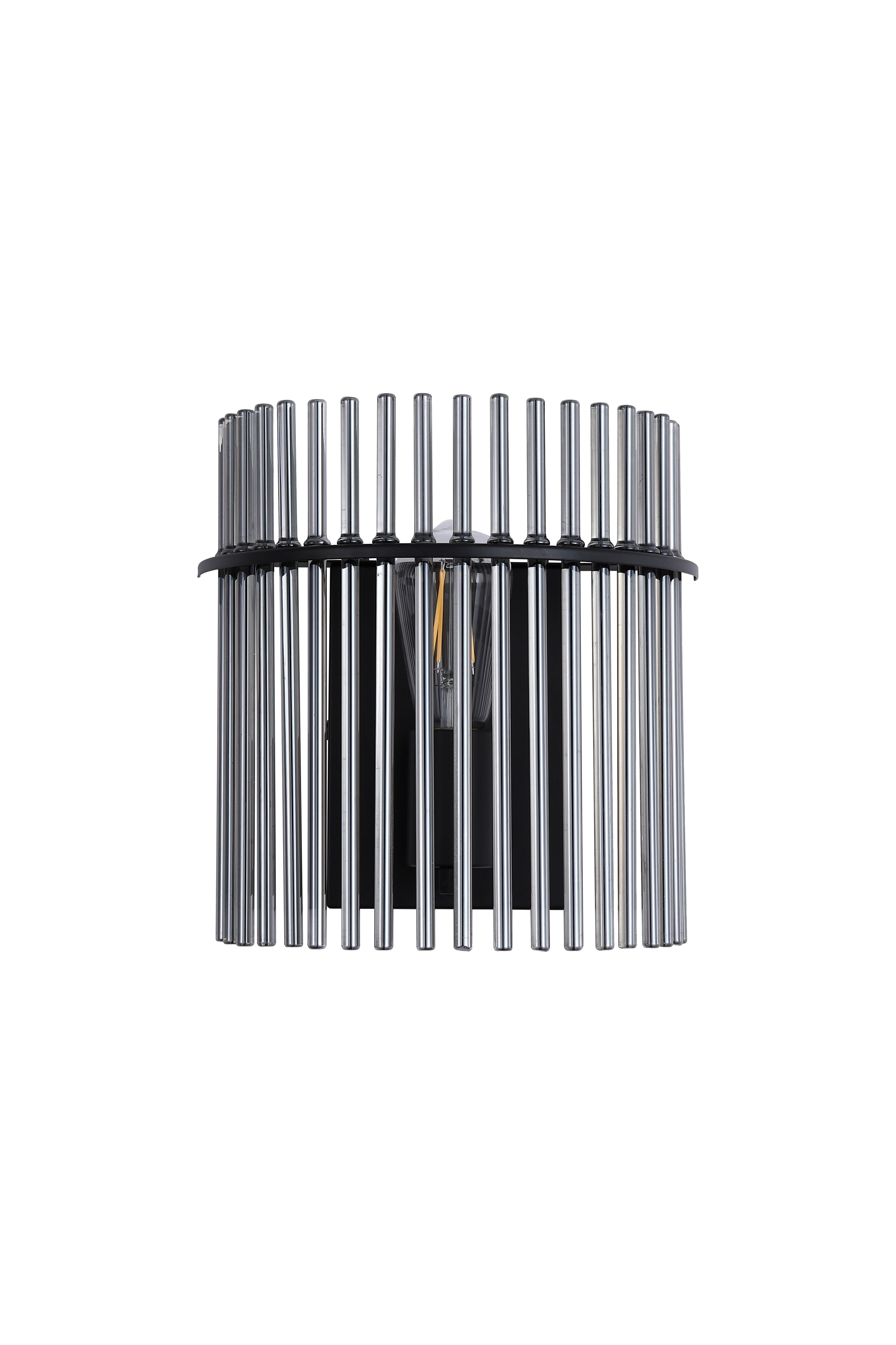 Swizzle 1Lt Wall Light, Matt Black Metal with Smoked Rods