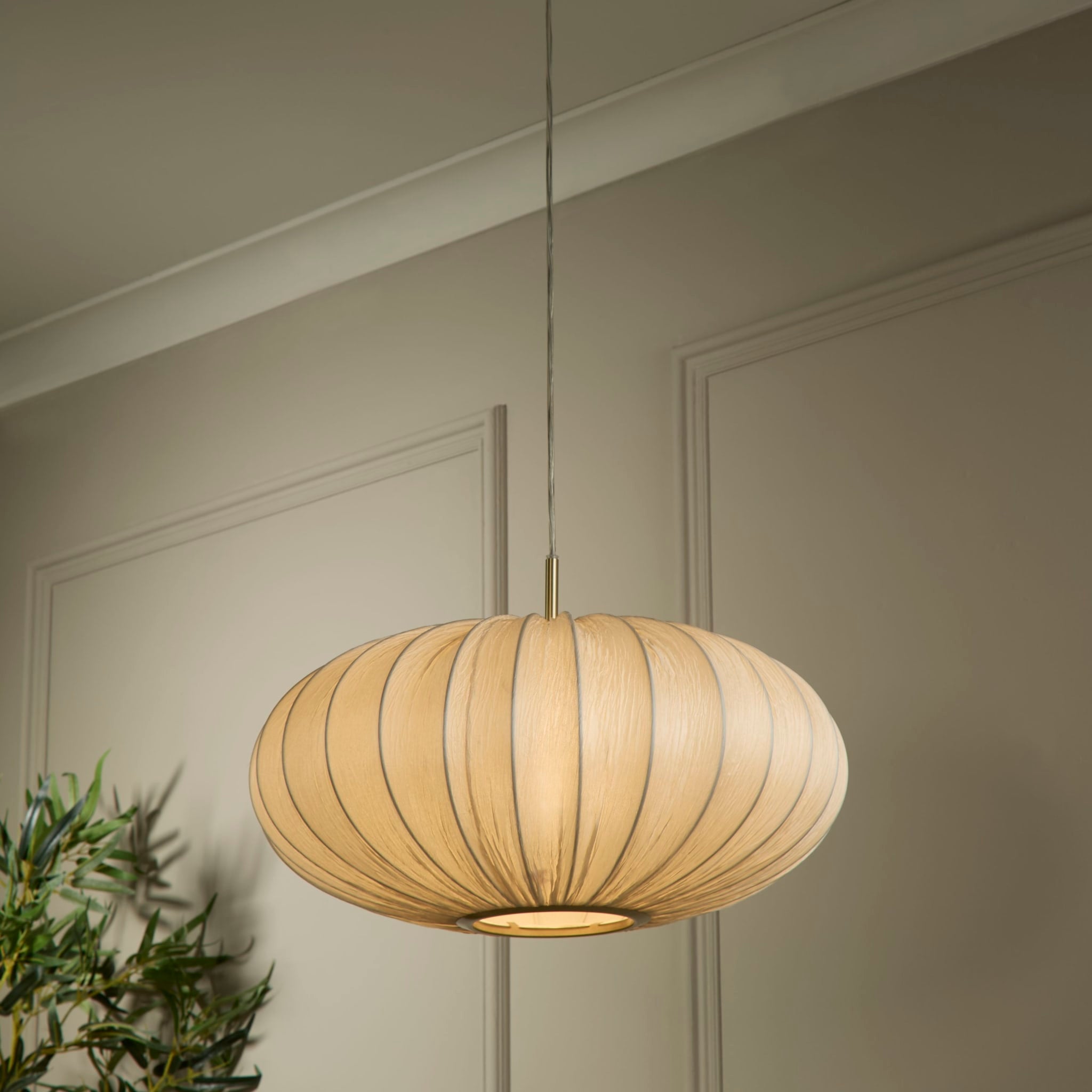 Bonnie 1Lt Pendant Satin Brass Metal &  Ivory Satin Shade