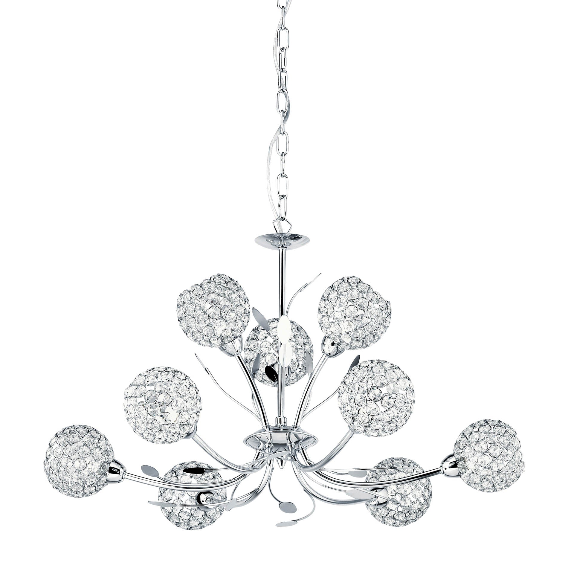 Bellis II 9Lt Pendant - Chrome & Clear Glass