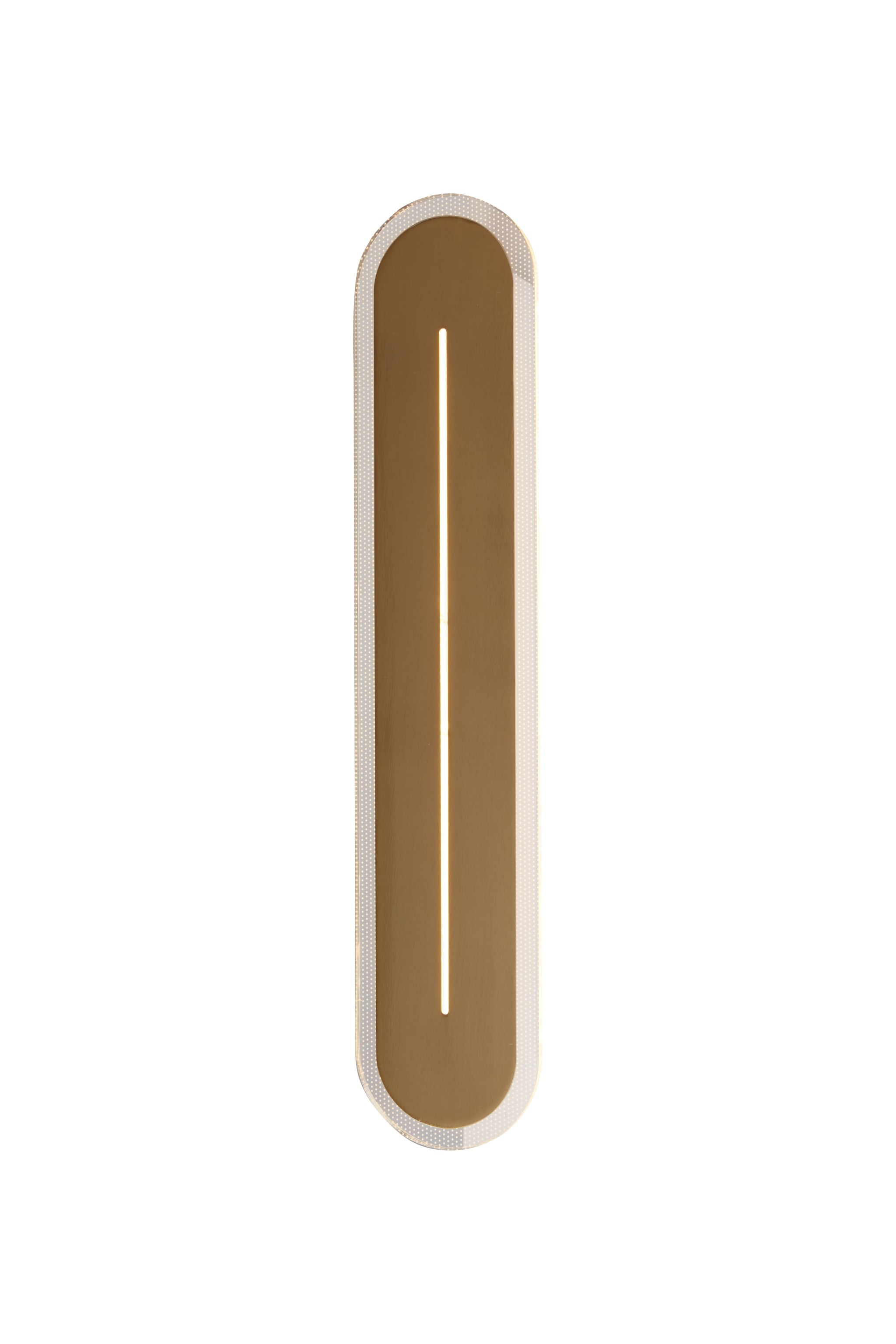 Couper LED Wall Light, Satin Brass Metal with Clear Acrylic
