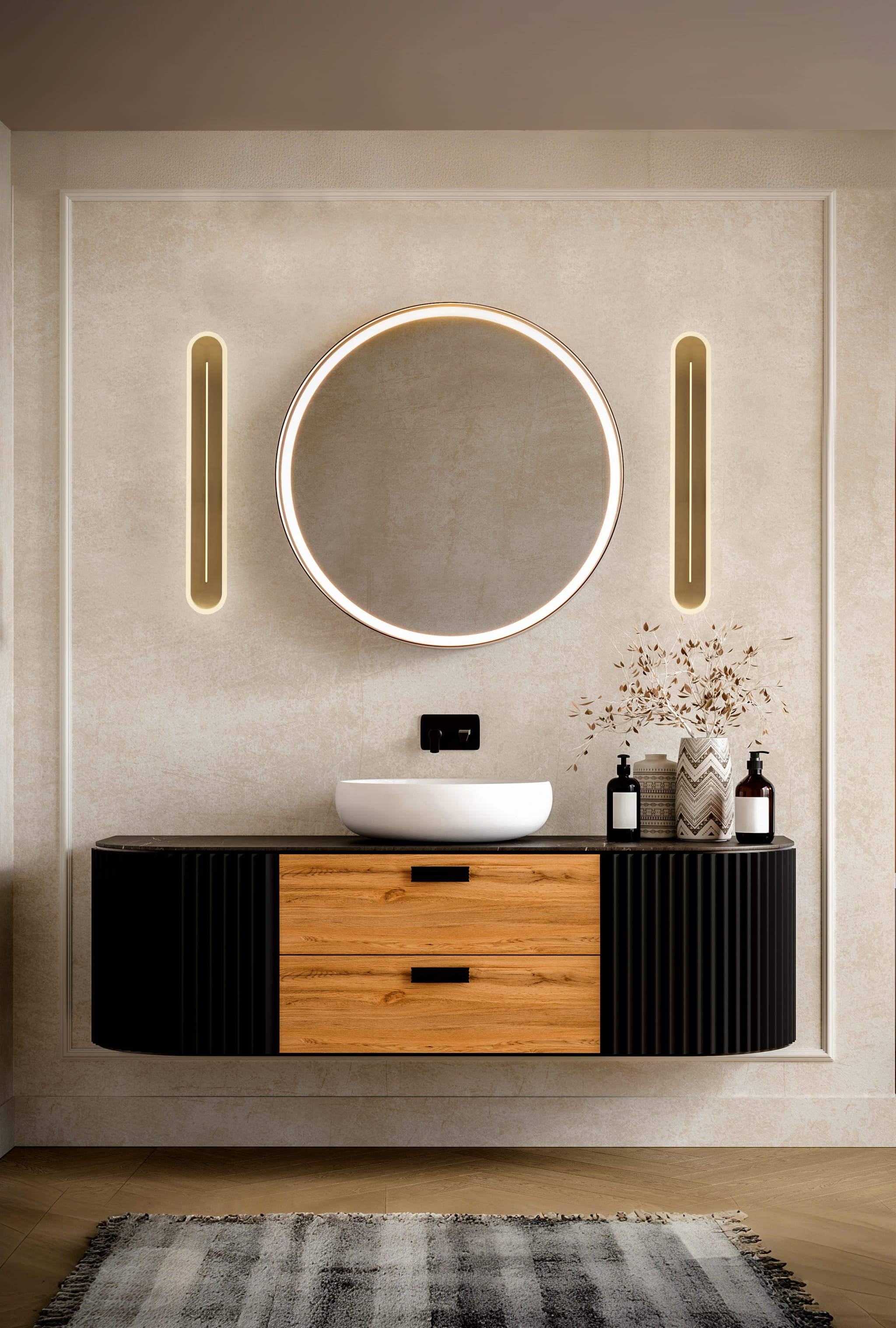 Couper LED Wall Light, Satin Brass Metal with Clear Acrylic