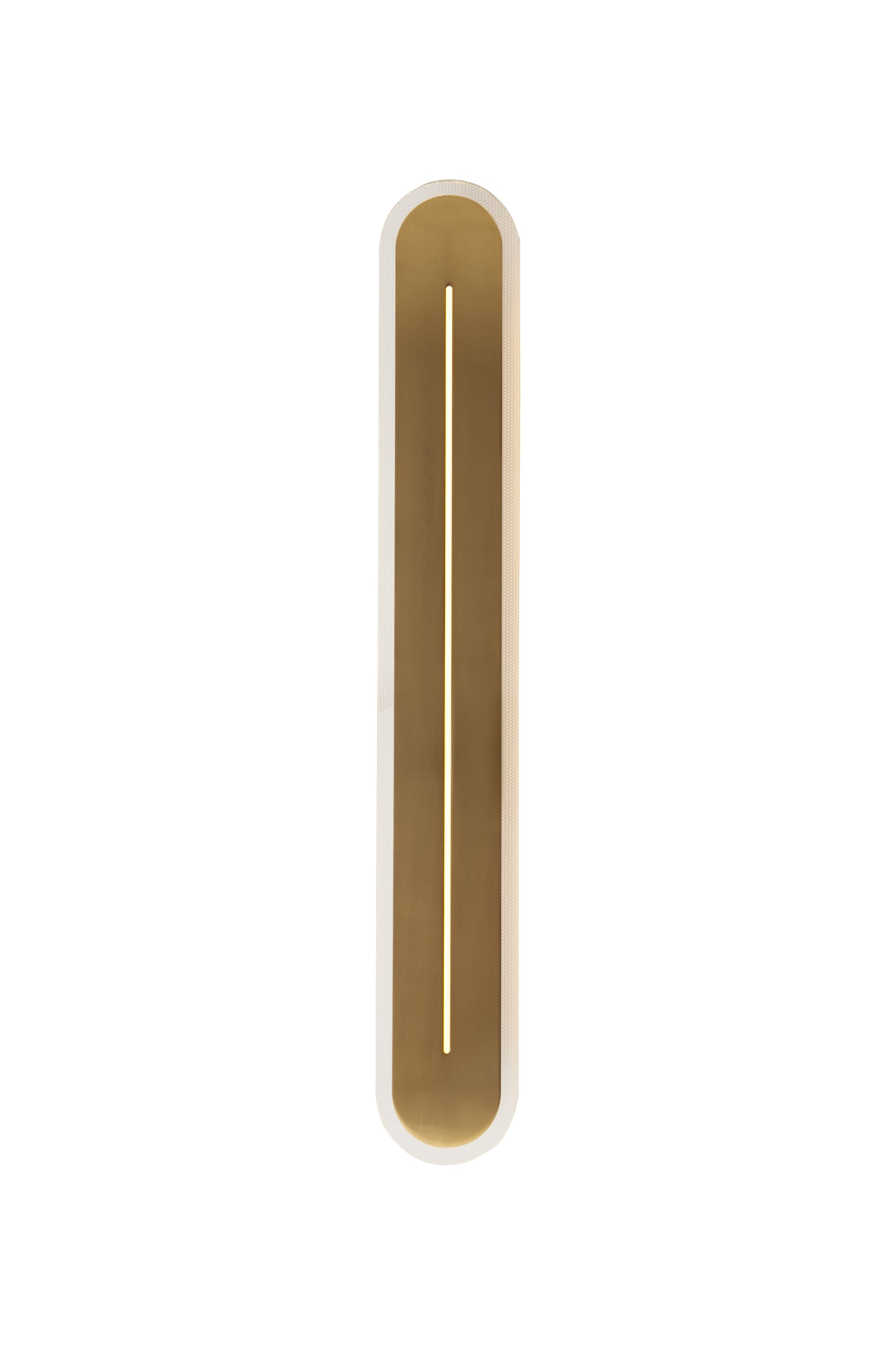 Couper LED Wall Light, Satin Brass Metal with Clear Acrylic